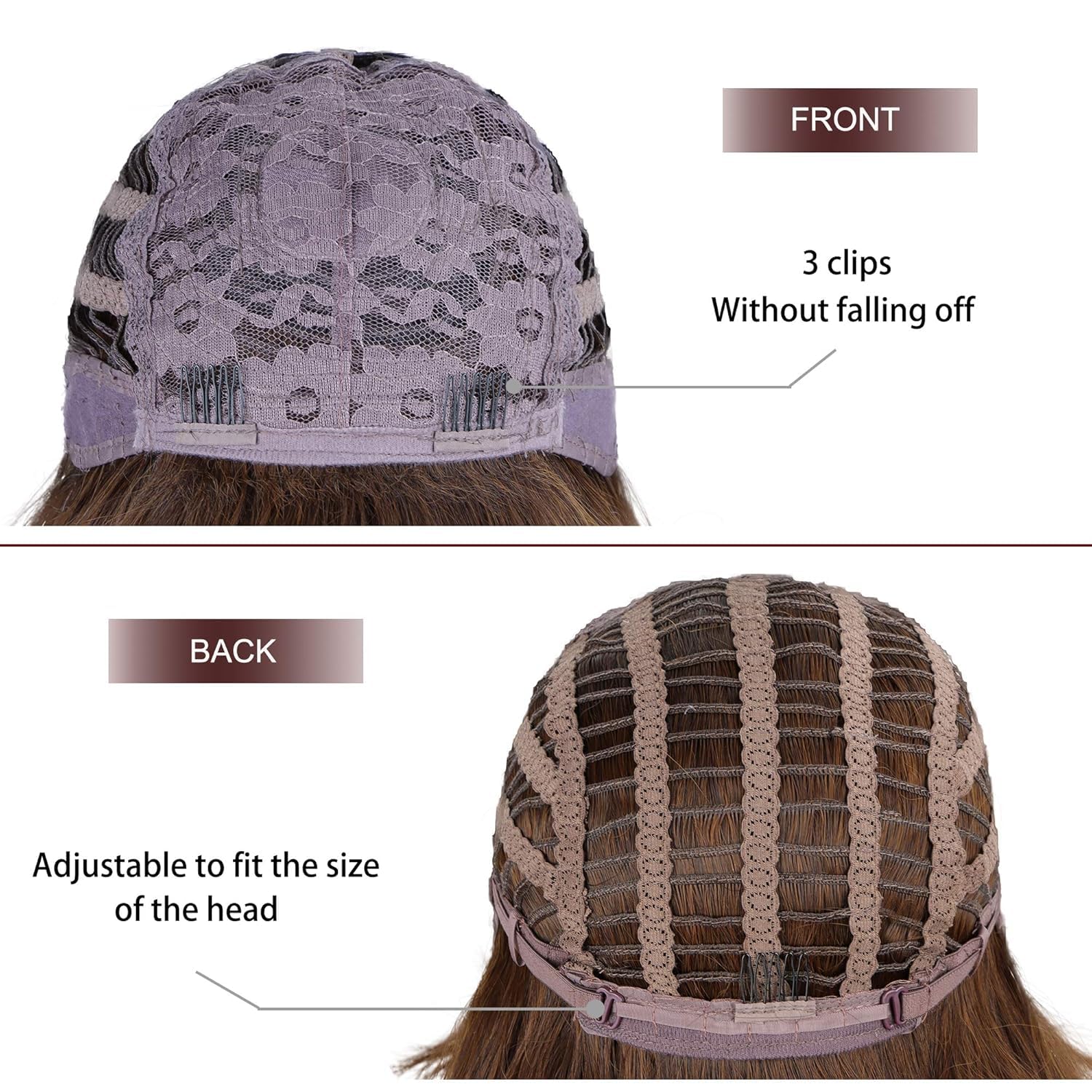 Heat-Resistant Wavy Synthetic Wig with Adjustable Breathable Cap