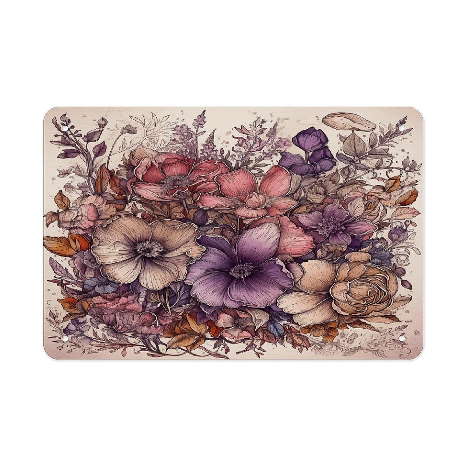 Floral Design Pattern Wall Art Metal Signs Tin Sign
