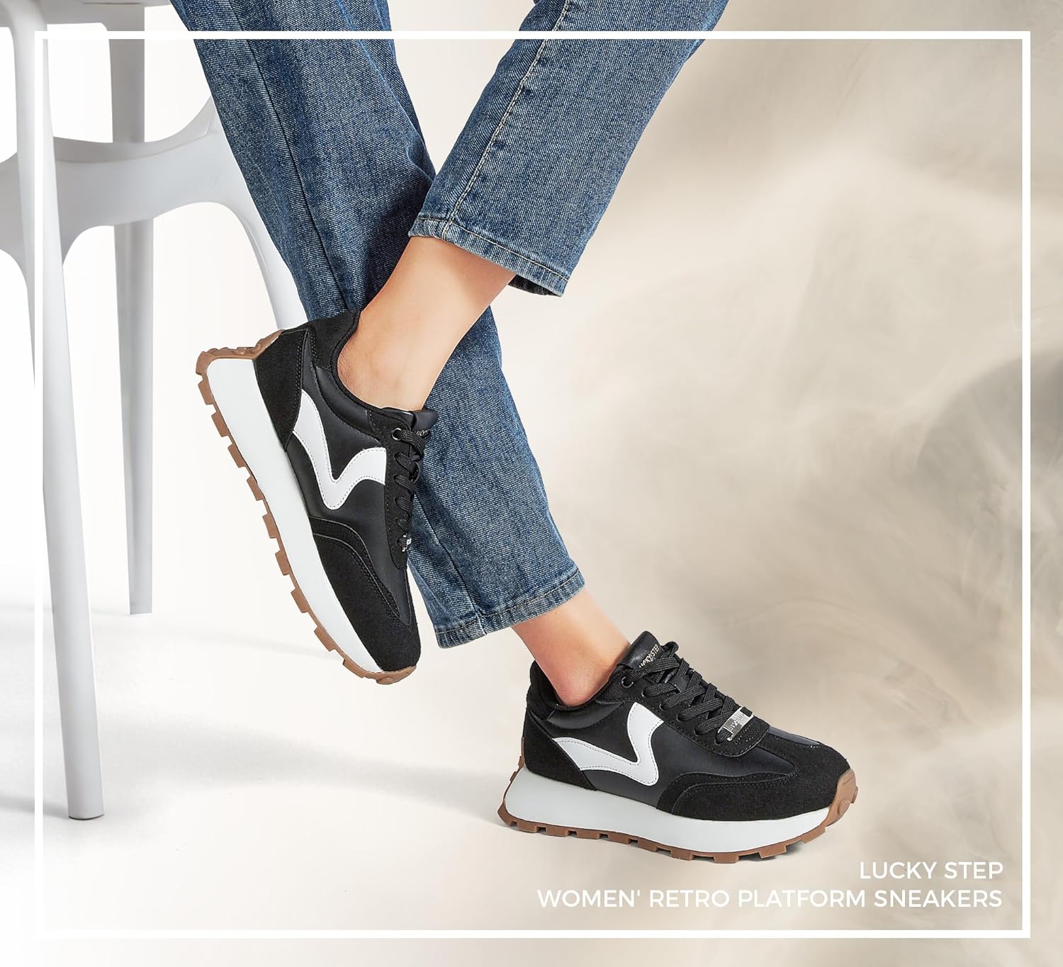 LUCKY STEP Women's Platform Retro Sneakers Classic Tennis Fashion Casual Anti-Slip Lace-up Walking Shoes Running Trendy Color Block Green Footwear - Image 8