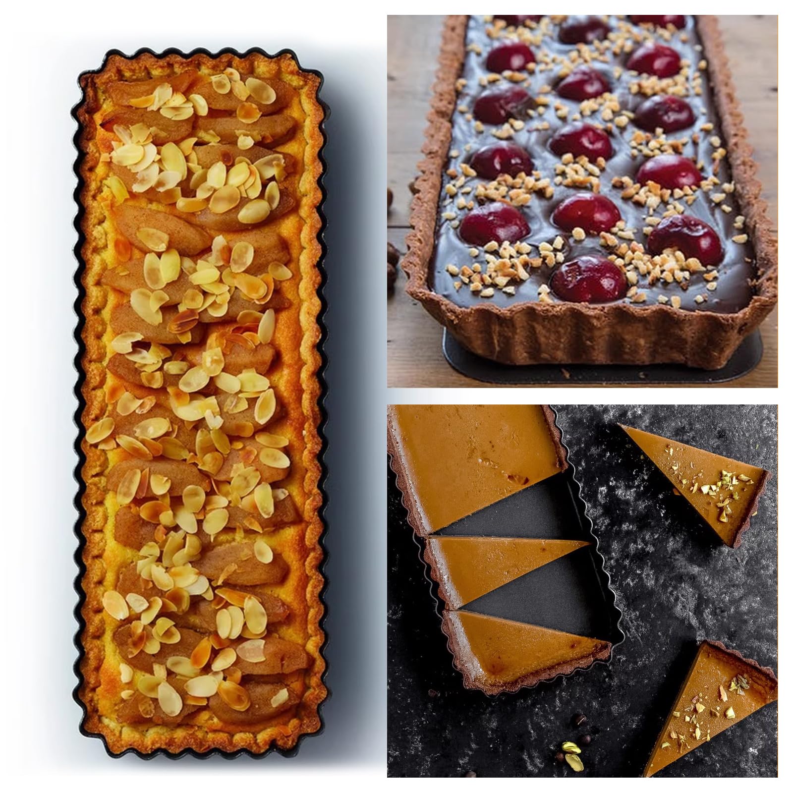 2 stampi per torte con fondo di sollevamento, antiaderente, 35 x 11 cm, rettangolare, per torte e biscotti fatti in casa, 2 pezzi