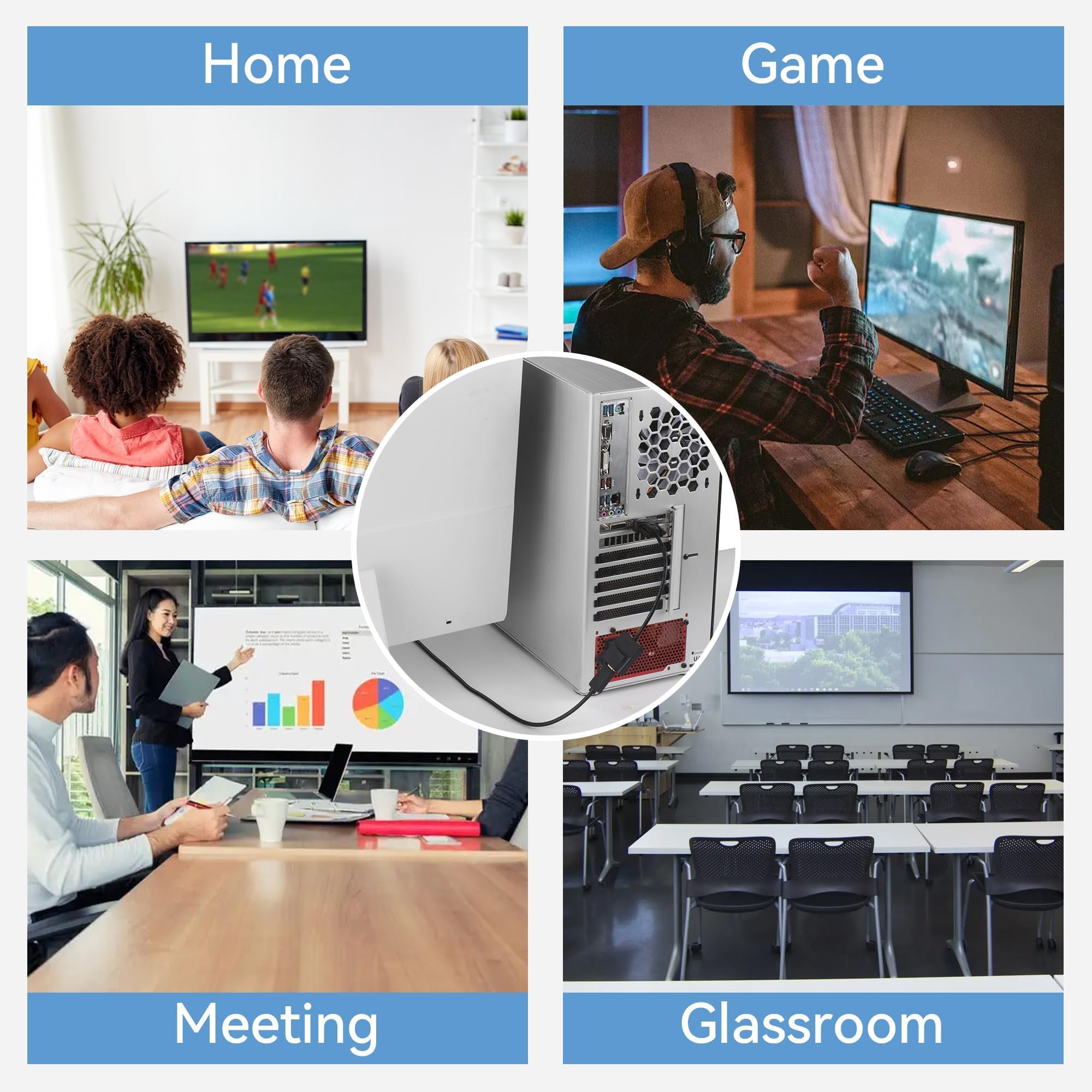 VENTION Adattatore da VGA a HDMI, confezione da 10, 1080p, convertitore VGA con cavo audio (1,5 m), da maschio a femmina per PC, monitor HDTV (nota: solo da VGA a HDMI, non bidirezionale)