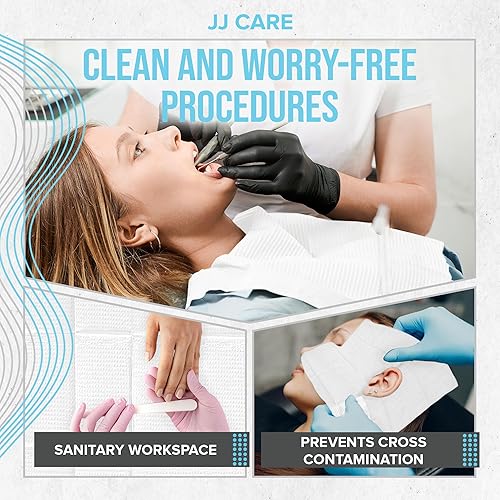 Miniatura 5 de JJ CARE Baberos dentales Paquete de 250 baberos dentales blancos de 13 x 18 pulgadas, baberos dentales impermeables de 3 capas, baberos dentales