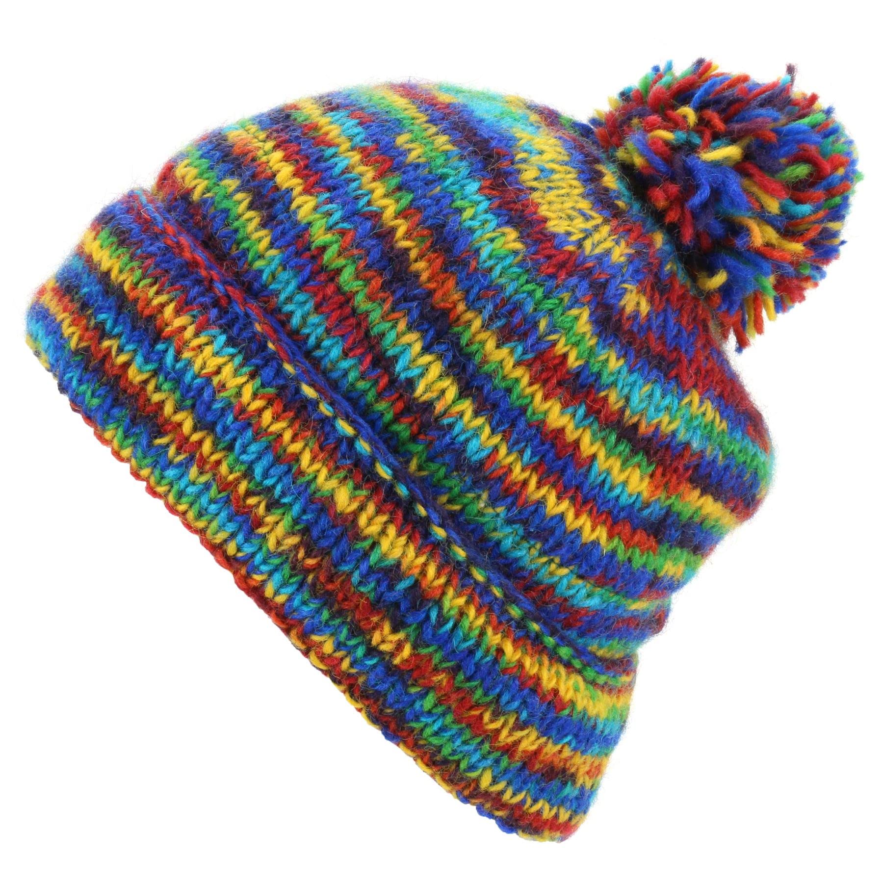 Loudelephant Unisex Sd Rainbow Chunky Wool Knit Beanie Bobble Hat