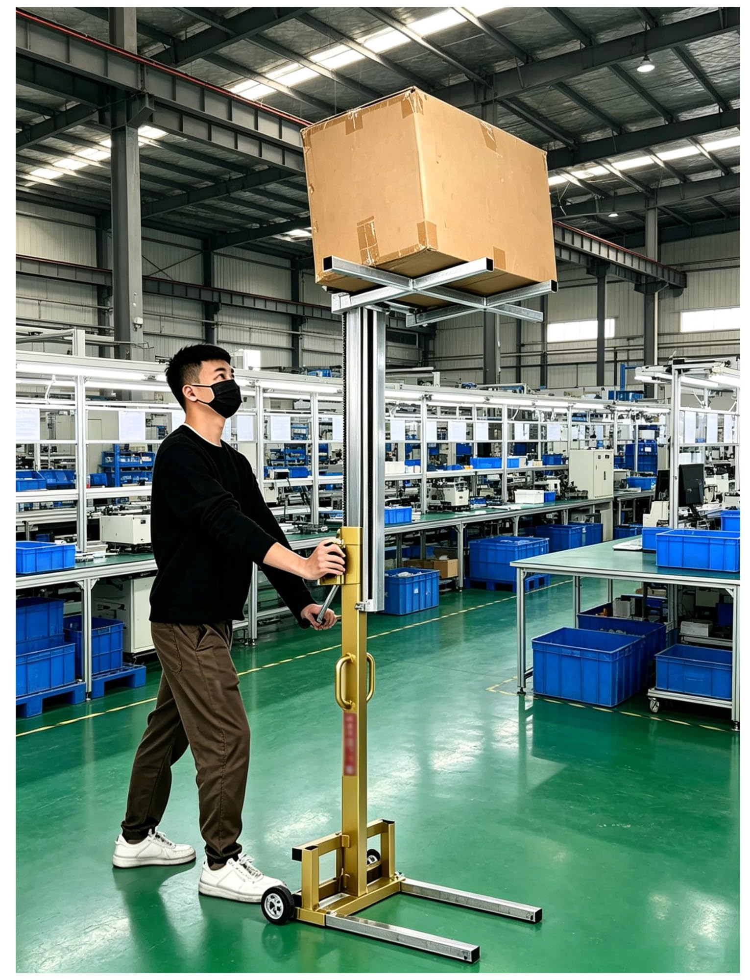 Apilador portátil de elevación manual de material con cabrestante y