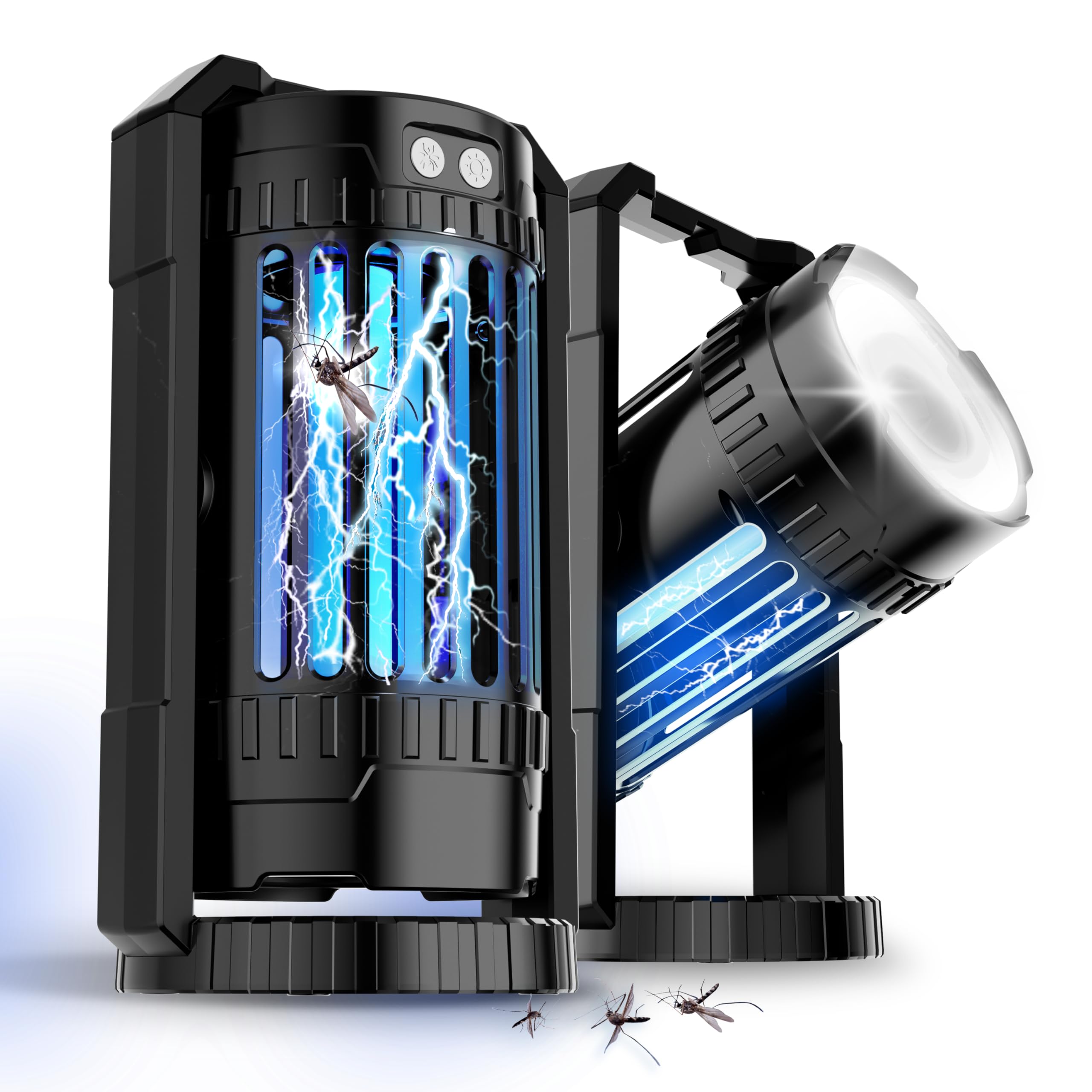 Praxse Cordless Outdoor Bug Zapper - Integrated with a 4-in-1 Mode Light, Battery-Powered Rechargeable Mosquito Lamp, Inse...