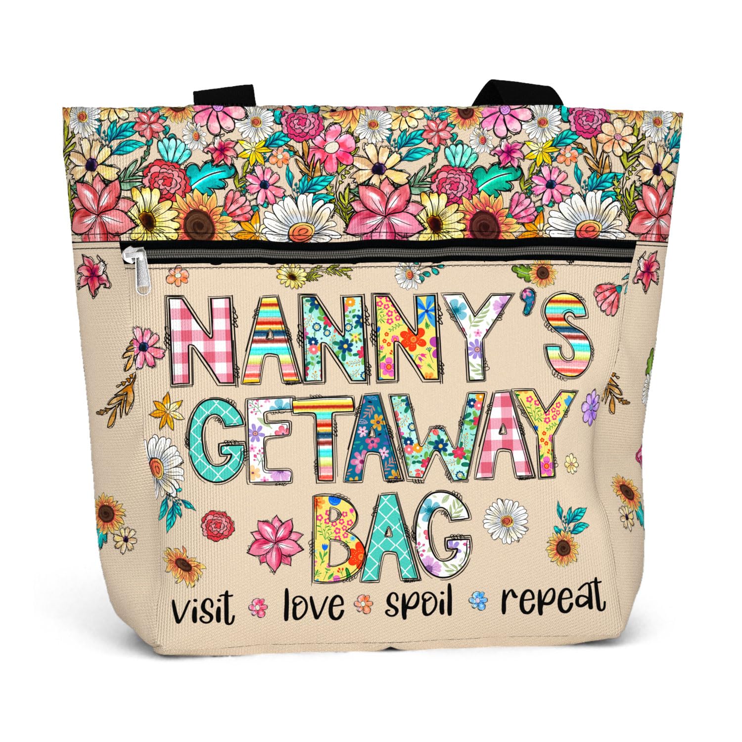 84hoods Aesthetic Tote Bag for Women. Shoulder Bag Grandma Gift for Grandmother. Travel Grocery Bag with Pockets, Zipper.