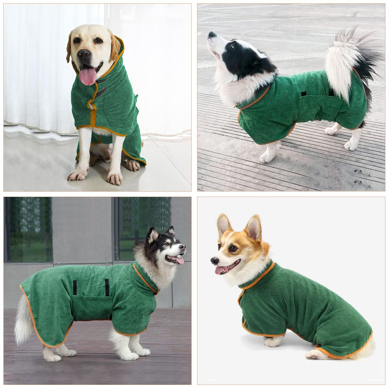 Accappatoio per Cani in Microfibra, Super Assorbente, Accappatoio per Cani con Fibbia Adesiva Regolabile per Animali Domestici per Dopo Bagno, in Spiaggia o Dopo la Pioggia (M)