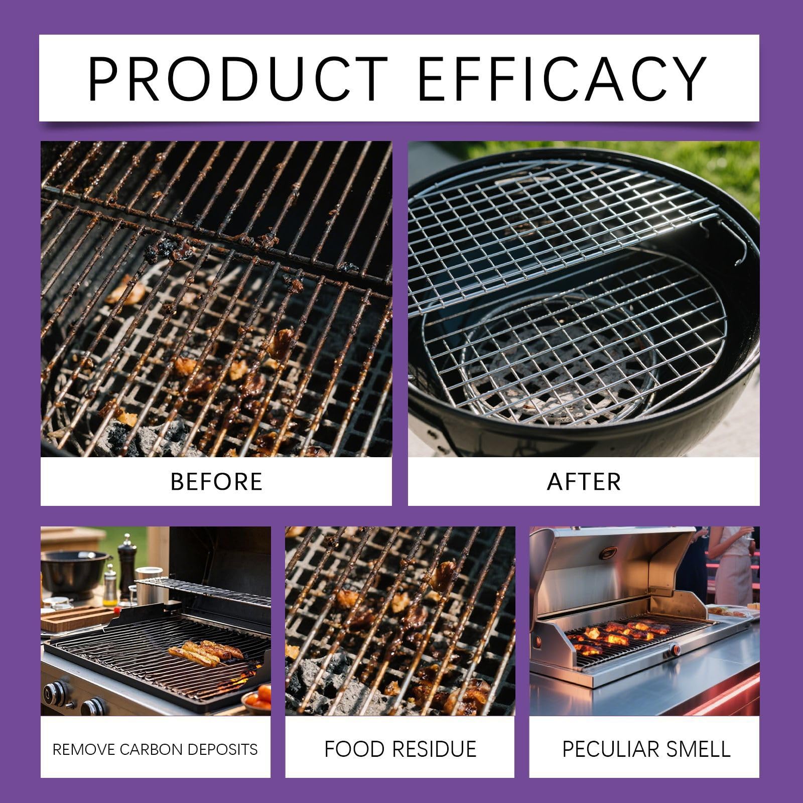 Spray sgrassante per griglia ad alta resistenza, ad azione rapida, sgrassatore multifunzionale per barbecue all'aperto, sgrassante per barbecue multisuperficie (5 pezzi)