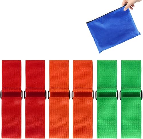 Hooqict 6 bandas de carreras de 3 patas para niños y adultos, cumpleaños, carnaval, fiesta, día de campo, al aire libre, relevo de tres patas,