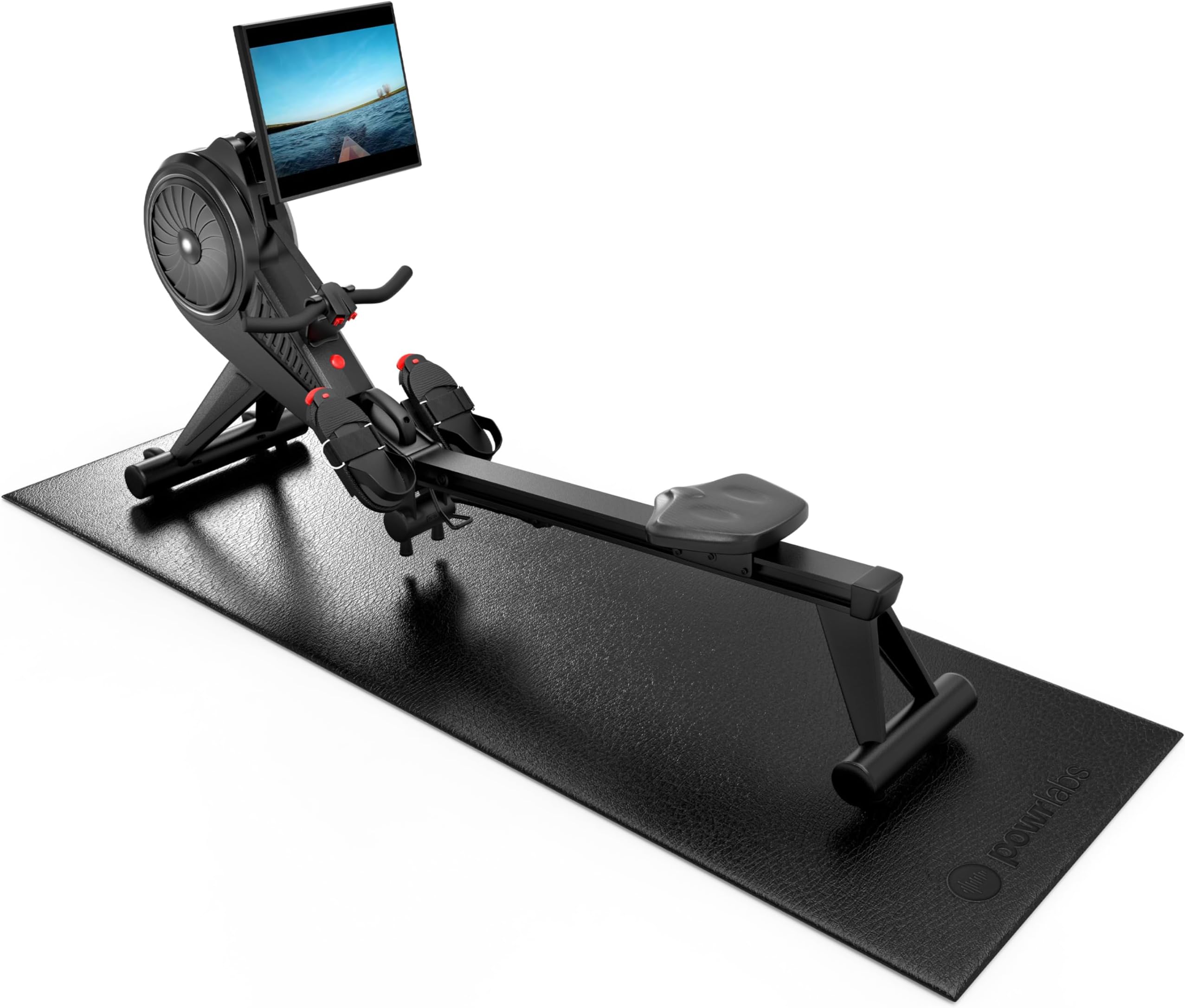 Powr Labs Rowing Machine Mat for Carpet & Hardwood Floors - Rower Mat for Hydrow, Concept 2, Peloton Rower