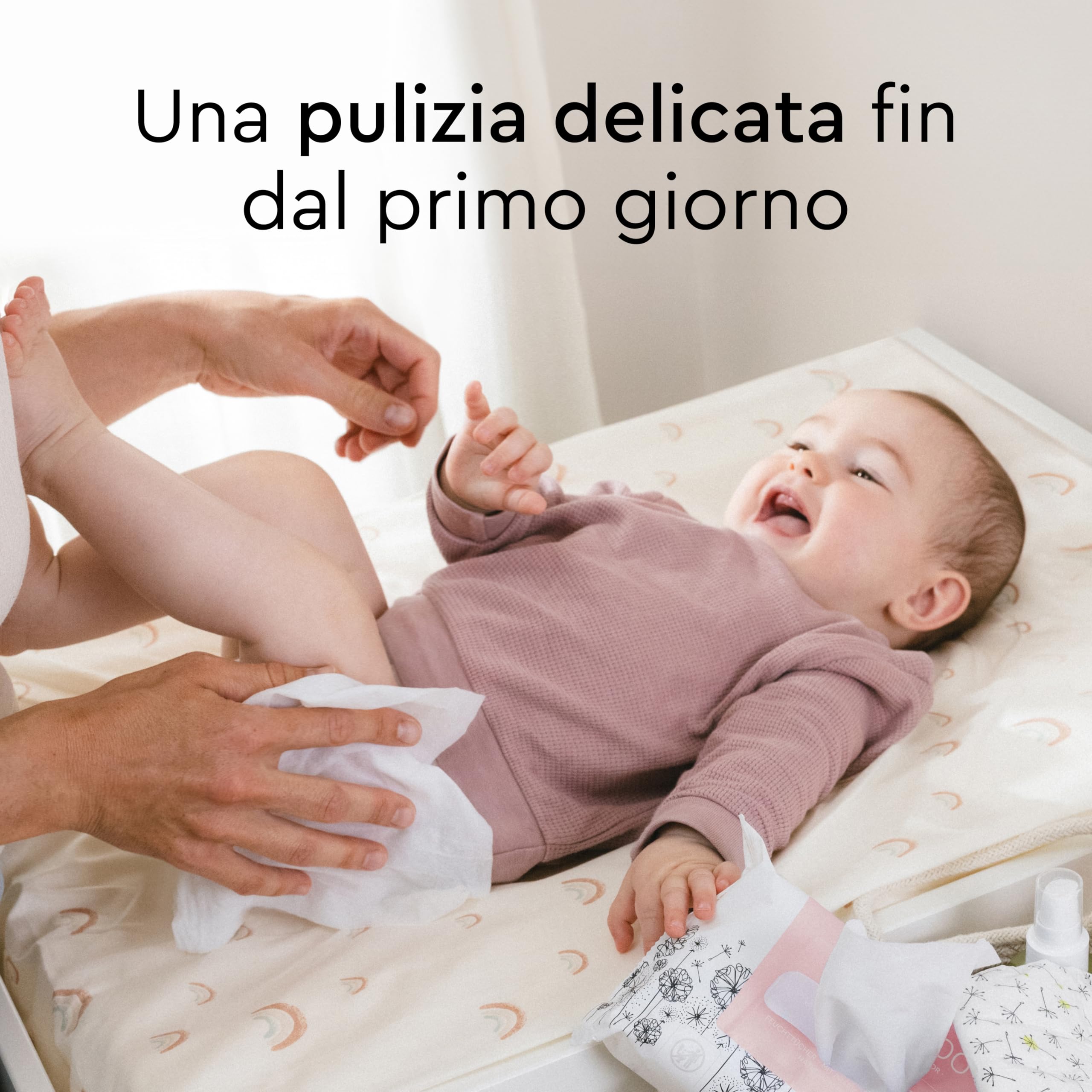 LILLYDOO Salviettine con Prebiotici 300 pezzi (5x60) Extra delicate senza profumi tessuto senza plastica