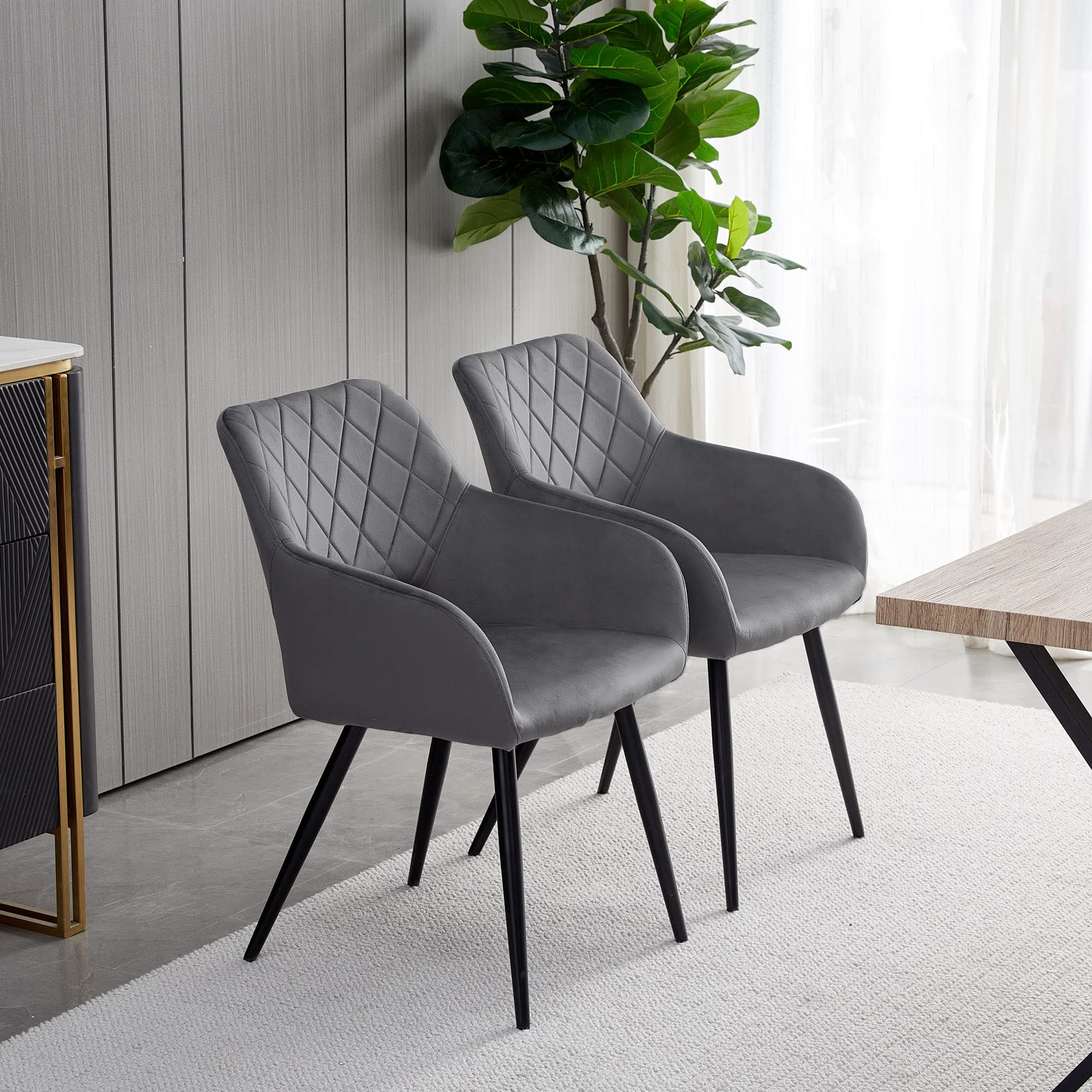 Juego De 4 Sillas De Comedor De Terciopelo, Sillas Giratorias De Lujo