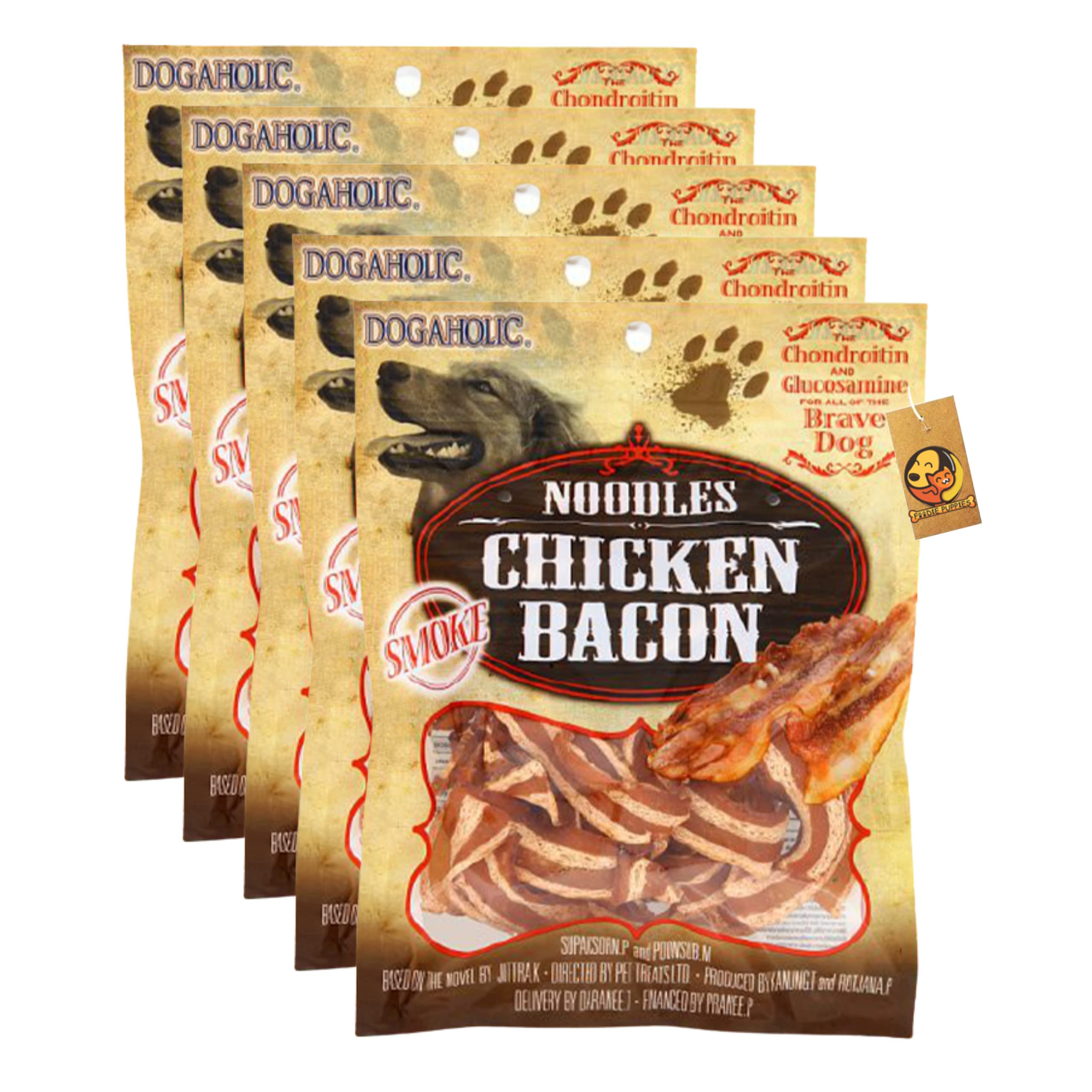 Dogaholic Chicken Bacon Smoke Noodle Strips Treat for Dogs - 130gm (Pack of 5) | Healthy & Highly Digestible Treat Suitable for All Breeds Size | Sold by Foodie Puppies with Free Key Ring (B09FHK7YKW) Amazon Price History, Amazon Price Tracker