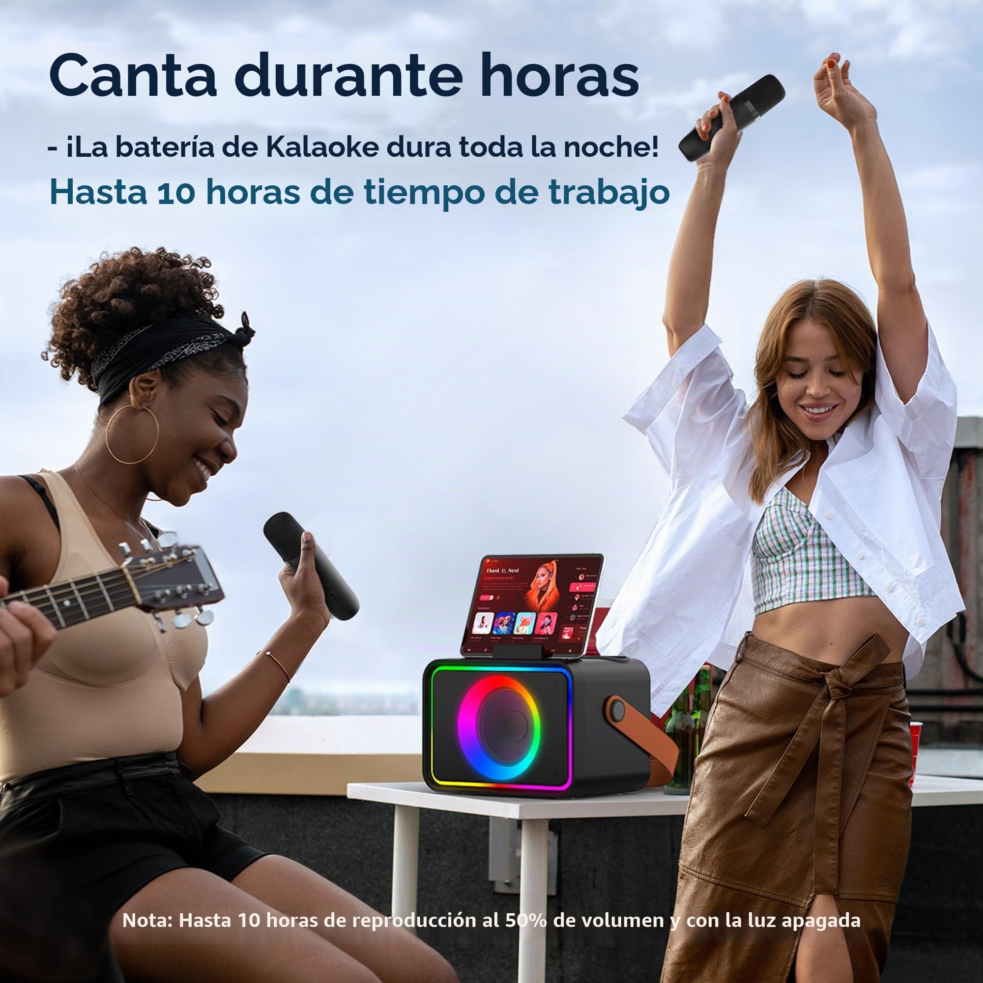 Máquina de Karaoke con 2 micrófonos para Adultos y niños, Altavoz de Karaoke Bluetooth portátil para Adultos y niños, Sistema PA de Fiesta con Luces de Discoteca para reuniones, Regalos para la