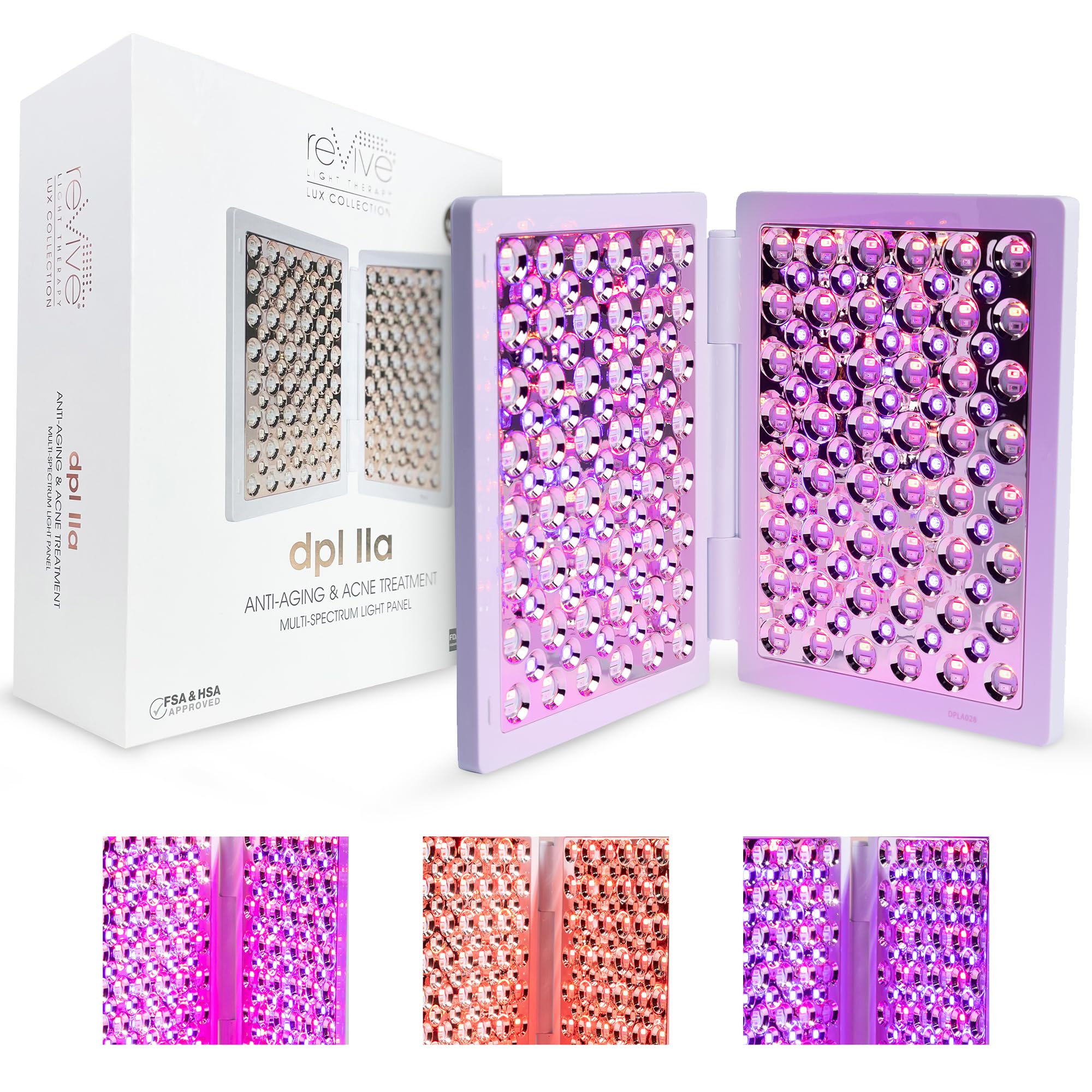 ReVive Lux Collection dpl IIa LED Light Therapy Panel, Medical-Grade Blue & Red Light Therapy for Face Wrinkles, Easy at Home Acne Tools, LED Face Mask Alternative