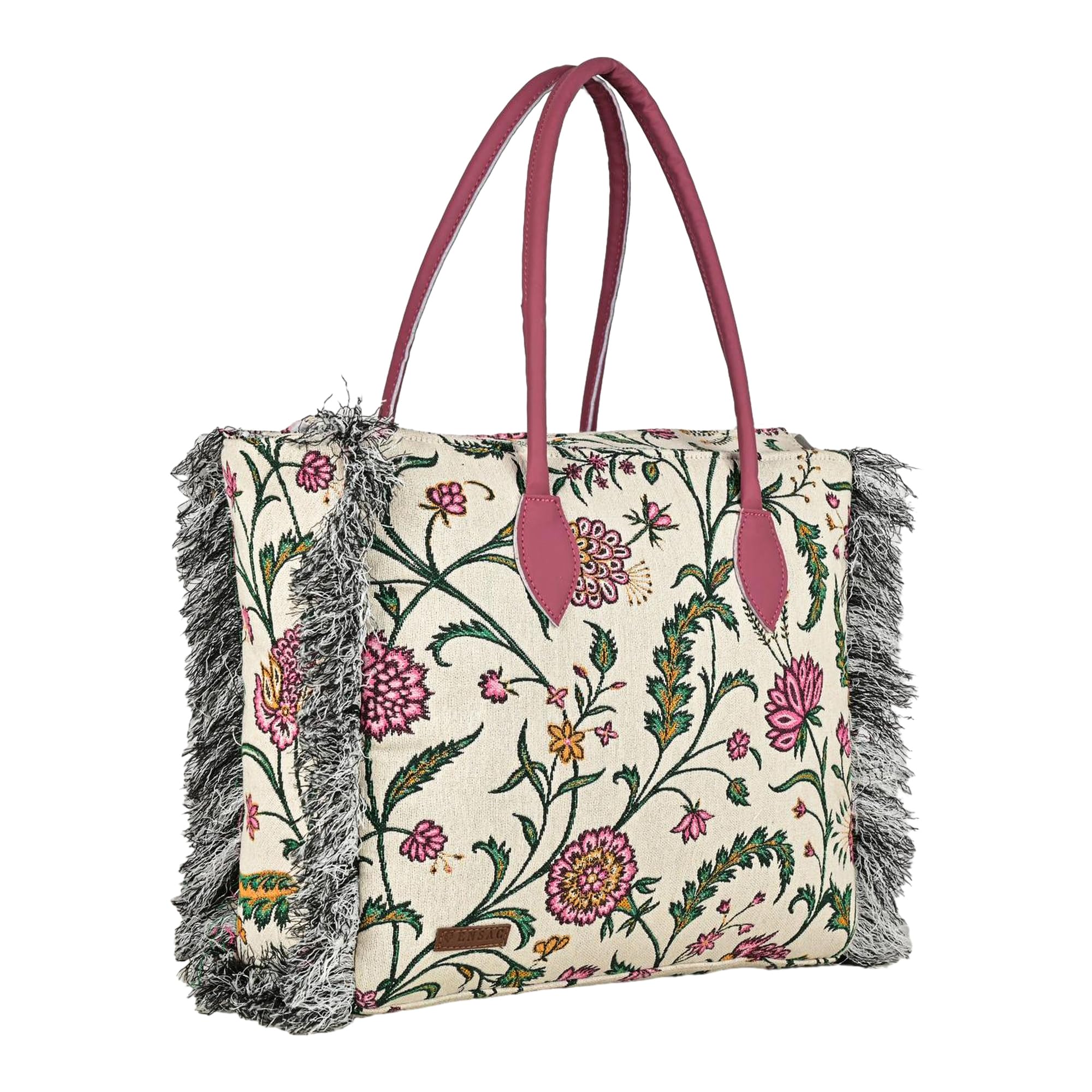 Premium Cotton Tote Bag for Women, Stylish Handbag for women with Zip Closure | Fit for Office Bag, College, Travel Use | Handcrafted in India-8-image-45
