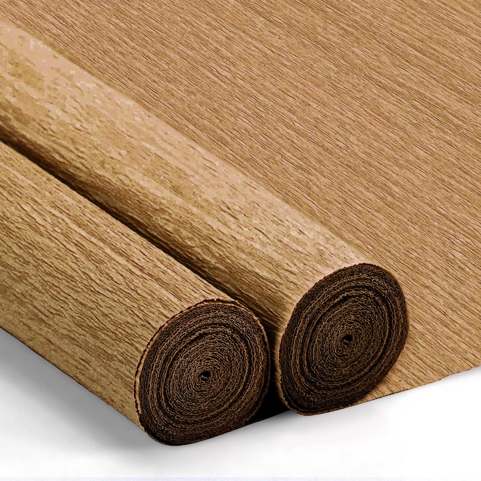 Crepe Paper Streamers 2 Rolls, 10 x 98Inch Crepe Paper Sheets for DIY Gift Colourful Paper Flower Wrapping Paper Crafts Birthday Wedding Holiday Party Decorations (Khaki)