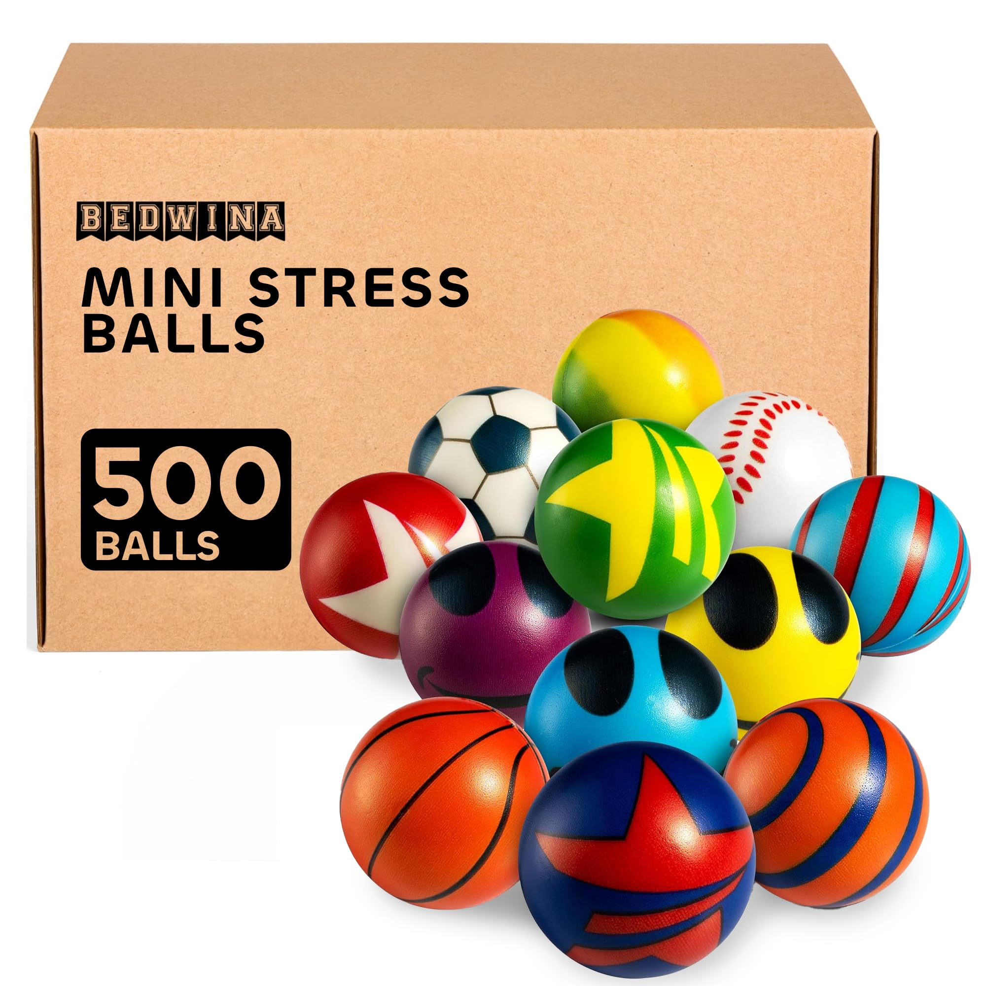 500 Mini Stress Balls for Kids and Adults - Bulk 2 Inch Assorted Soft Stress Relief Balls, Squishy Balls Sensory Fidget Toys, Party Favors, Birthday