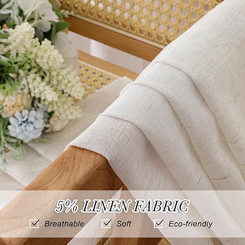 Miniatura 4 de Doris - Juego de 2 paneles de cortinas traslúcidas negras de 84 pulgadas de largo, decoración estética de la habitación, cortinas y cortinas de lino