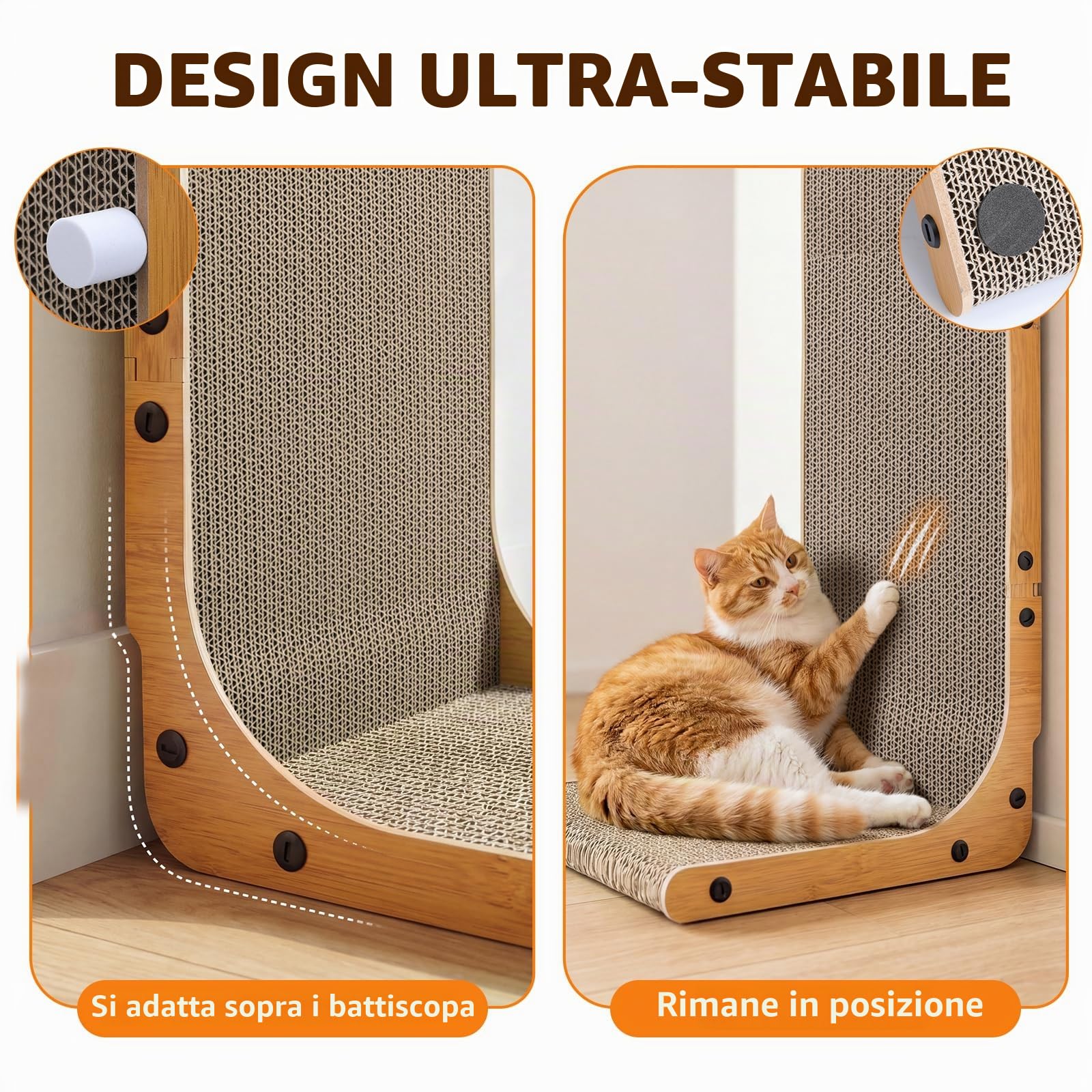 Gimars Set di 2 Tiragraffi per Gatti in Forma di L da 58cm, Tiragraffi Cartone per Proteggere Mobili e Divani, Resistente, Effetto Legno