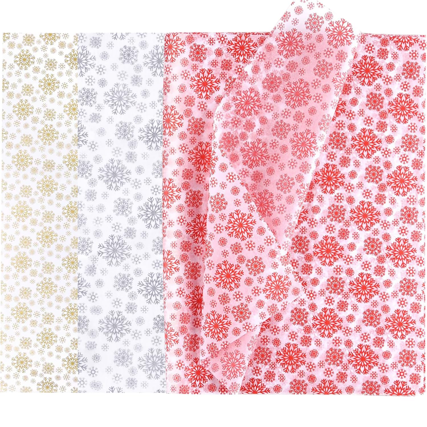 Jwssor Snow Tissue, 30 Sheets Xmas Tissue, 50x35cm Packing Gift Paper for Gift Bags, Christmas Crafts, Birthday Party