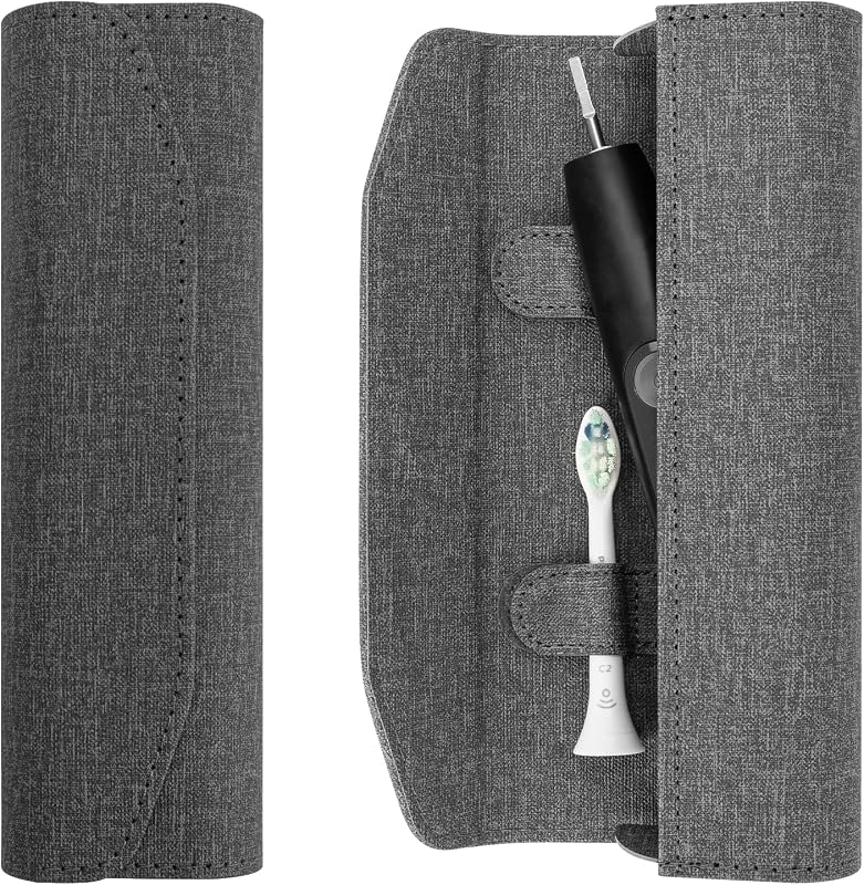 Linkidea Electric Toothbrush Travel Case with Magnetic Clasp, Portable Protective Storage Carrying Bag for Powered Brush, Compatible with Oral-B iO Series, Philips Sonicare Toothbrush (Grey)
