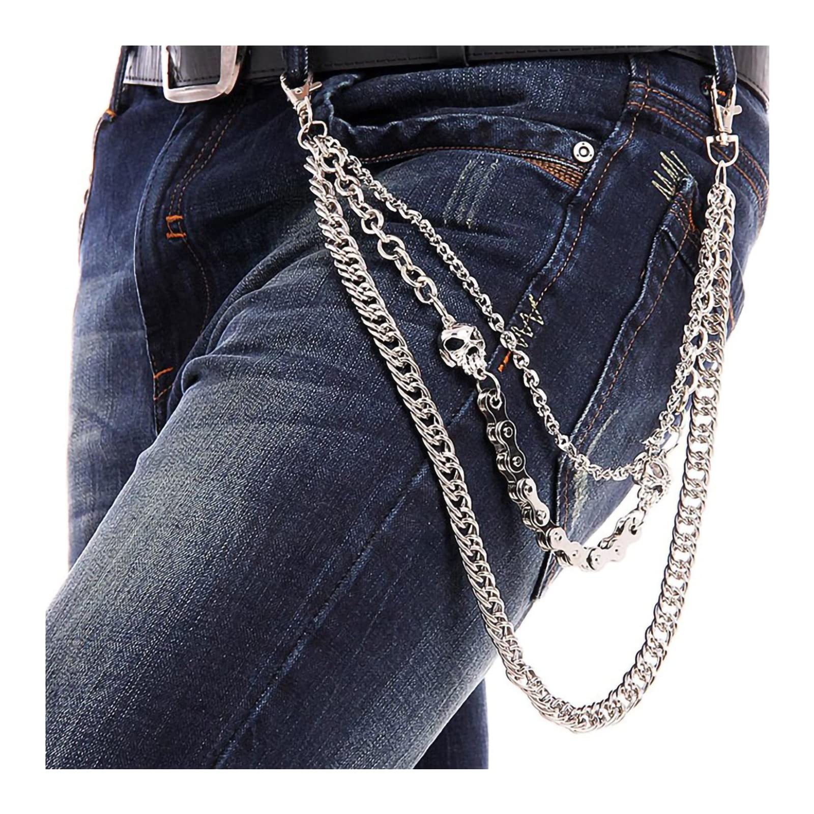 TERRIFI Pants Chain Wallet Chain for Men Women, Long Cool EMO Punk Trousers Pocket Belt Key Chains for Hip Hop Rock Jean Gothic