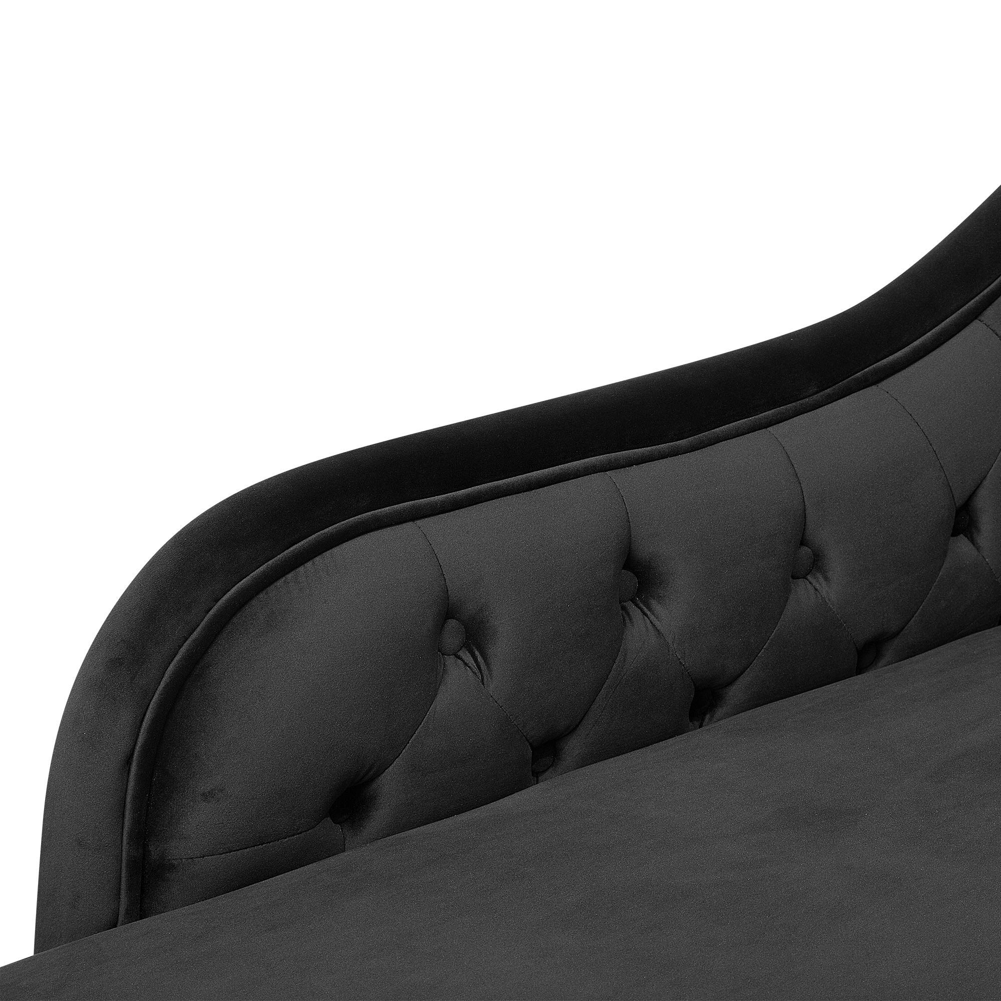 Chaise Longue Côté Droit Méridienne en Velours Noir Glamour Elégant Salon Nimes