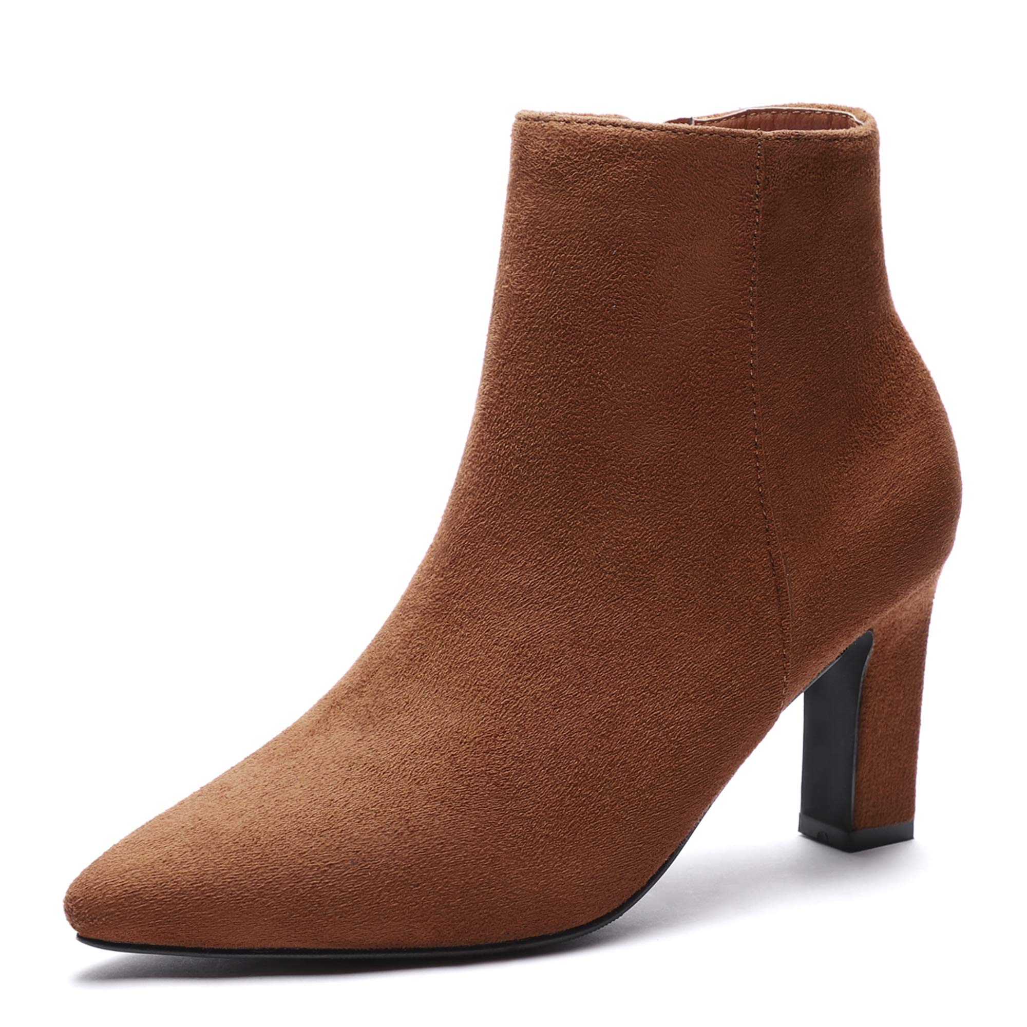 High Heels Ankle Boots-Womens Suede Pointed Toe Pumps Booties