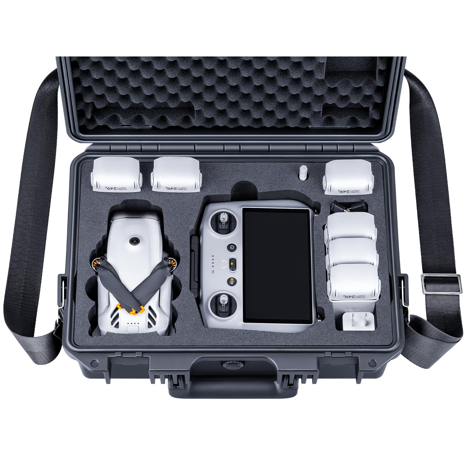 Lykus Titan LT110 Wasserdichter Koffer für DJI Lito 1/X1, RC2/RC-N3 | NUR KOFFER, Passend für Fly More Combo, RC Lanyard, Bis zu 7 Akkus, IP67 wasserdicht, Stoßfest, Inklusive Schultergurt