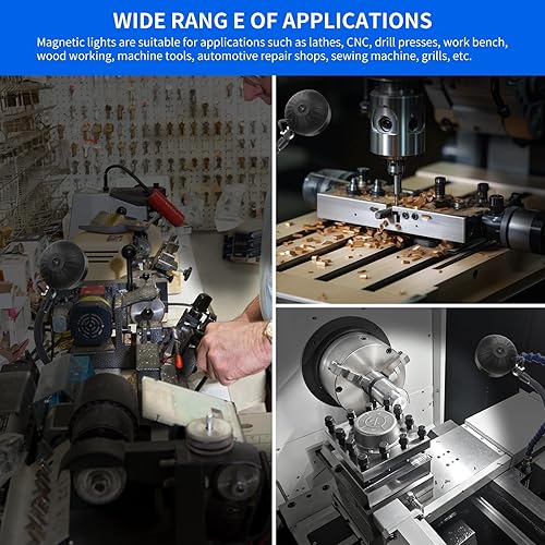 Miniatura 7 de Luz de trabajo magnética de 20 W, luz LED para máquina con cuello de cisne flexible de 20 pulgadas y base magnética, lámpara magnética para taller,