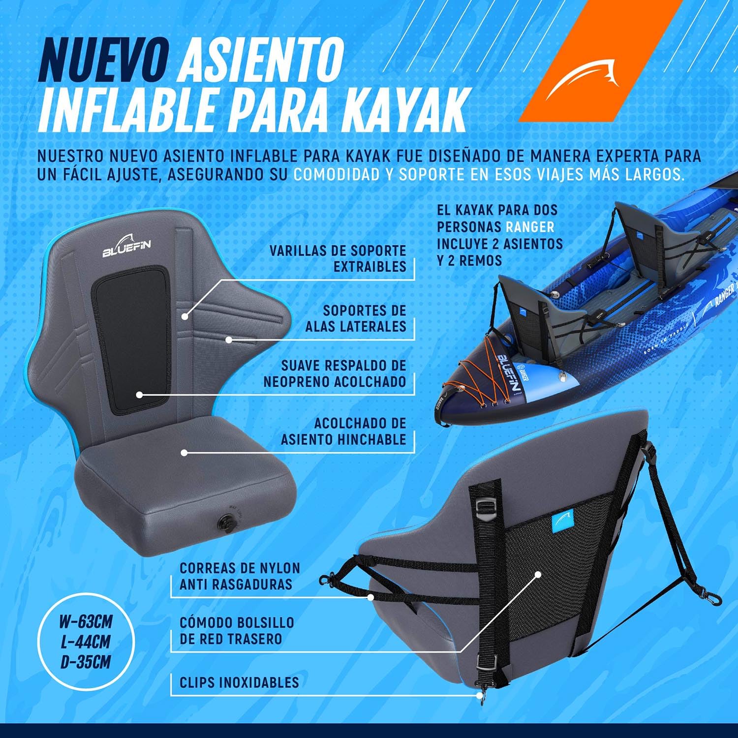Kayak Hinchable Scout de Bluefin, Kayak Hinchable de 1 Plaza, Canoa Hinchable Alternativa