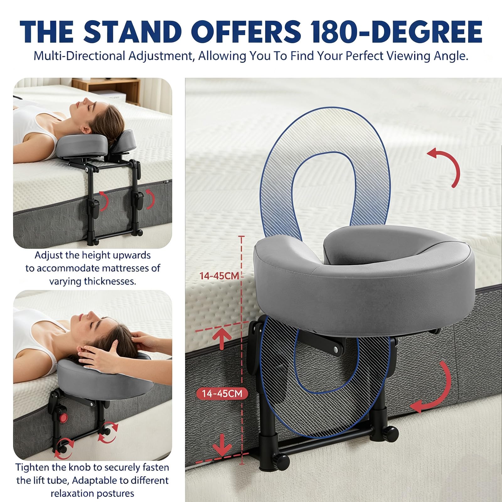 Mesa de Masaje Facial con cojín Universal Ajustable reposacabezas(Gris) | Mesa de masaje facial con cojín universal ajustable reposacabezassoporte facial, masaje domésti