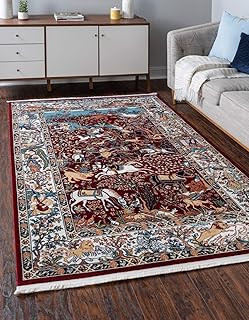 Unique Area Rug - Burgundy and Blue