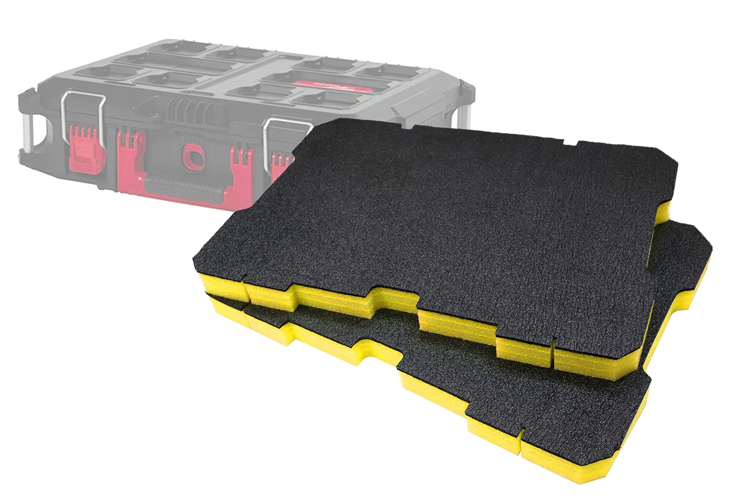 Shadow Foam Milwaukee Packout Toolbox Inserts – Fits Box 2 & 3 [Yellow 30mm Twin Pack] Easy Peel Foam for Milwaukee Packout System | Power Tool Storage & Toolbox Organiser