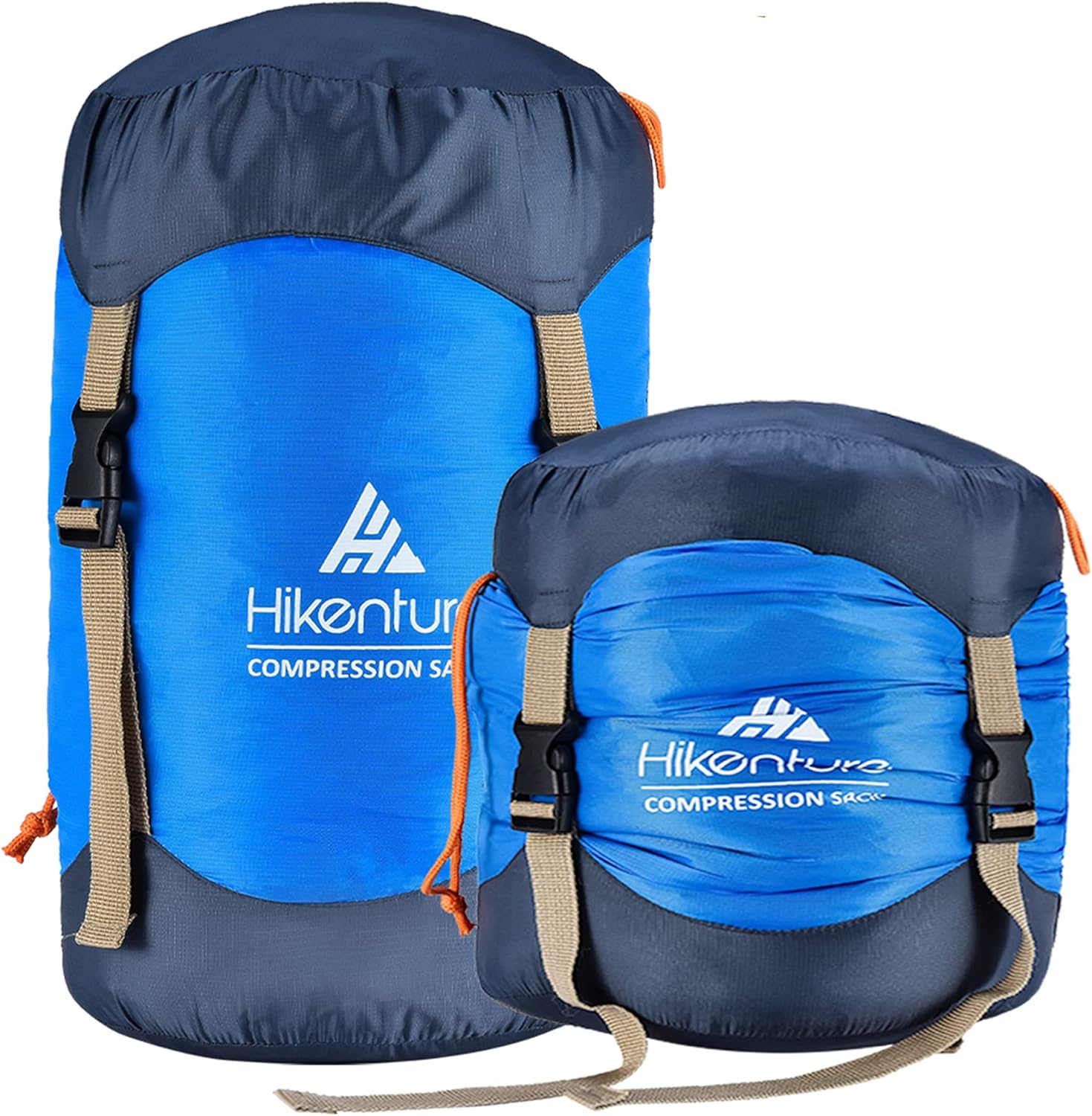 Hikenture Compression Sack for Sleeping Bag, Upgrade Anti-Tear Nylon Sleeping Bag Stuff Sack, 10L/14L/20L/30L Water-Resistant Compression Bag, Storage Bag Blue 20L