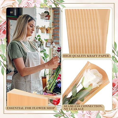 Miniatura 3 de Colarr 300 piezas de papel de regalo de ramo de flores a granel de 15.9 x 4.9 x 1.6 pulgadas, bolsas de flores transparentes para ramos de flores,