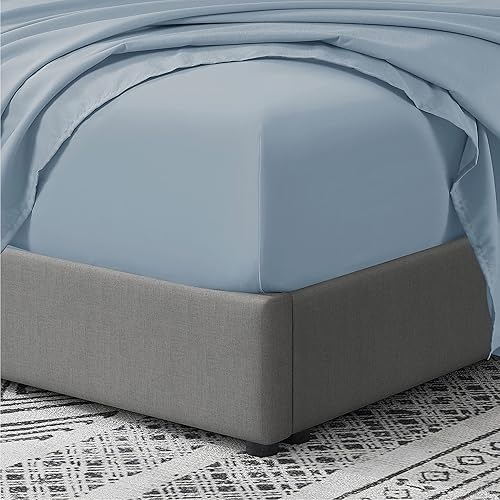 Miniatura 3 de Cathay Home Sábana bajera tamaño matrimonial  Doble cepillado ultrasuave  Resistente a las arrugas y a la decoloración  Sábana bajera de bolsillo