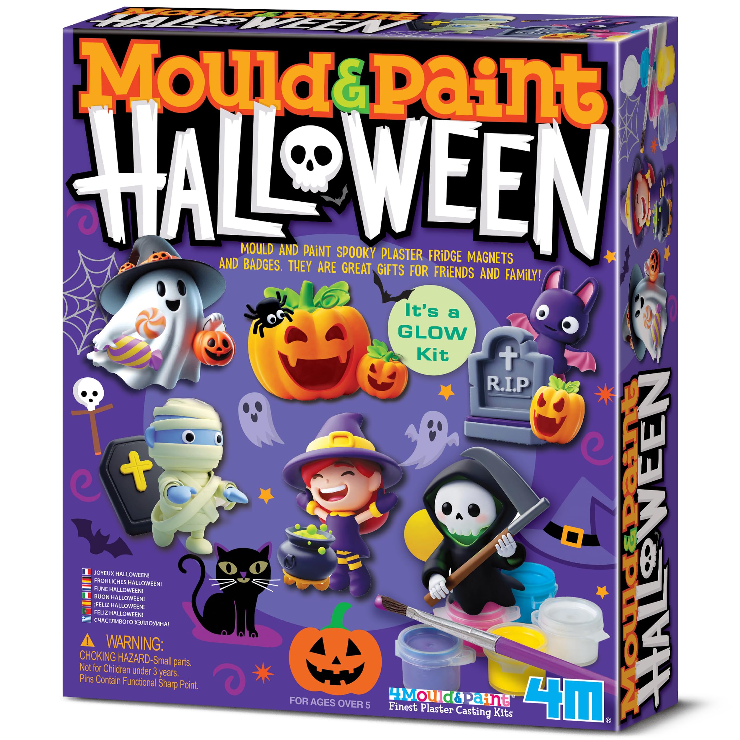 Halloween Mould and Paint Kit Plaster Fridge Magnet Craft Painting Kit - NEW