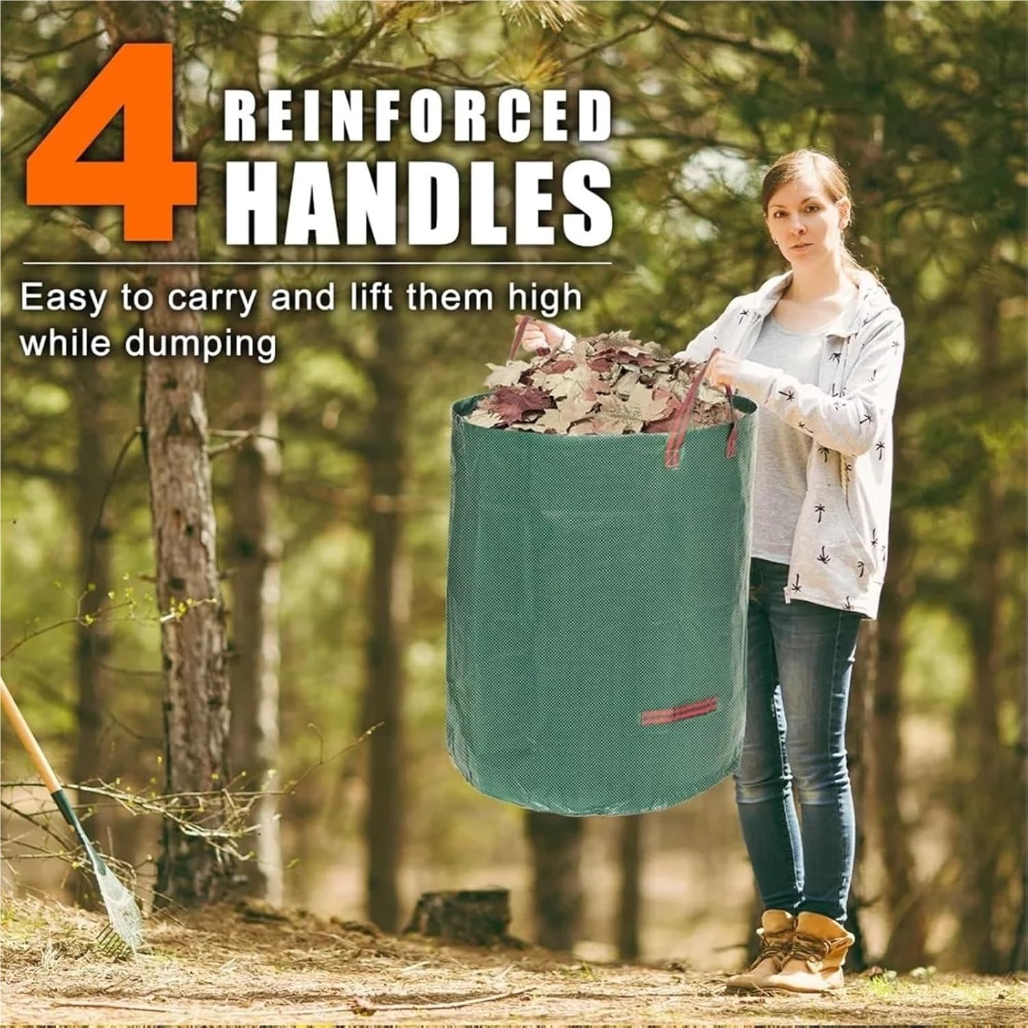 72 Gallon Reusable Yard Waste Bags - 6 Pack With Gardening Gloves, Heavy Duty Standable For Camping & Recycling