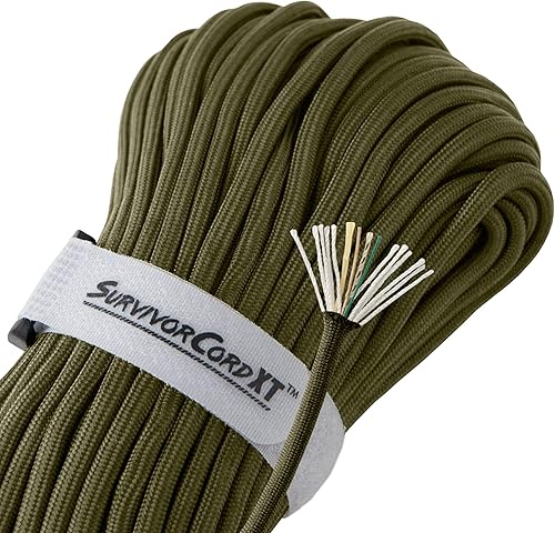 Titan Survival Paracord patentado de supervivencia de 1000 libras, fabricado en Estados Unidos, cuerda de estilo militar 750 con encendedor, línea