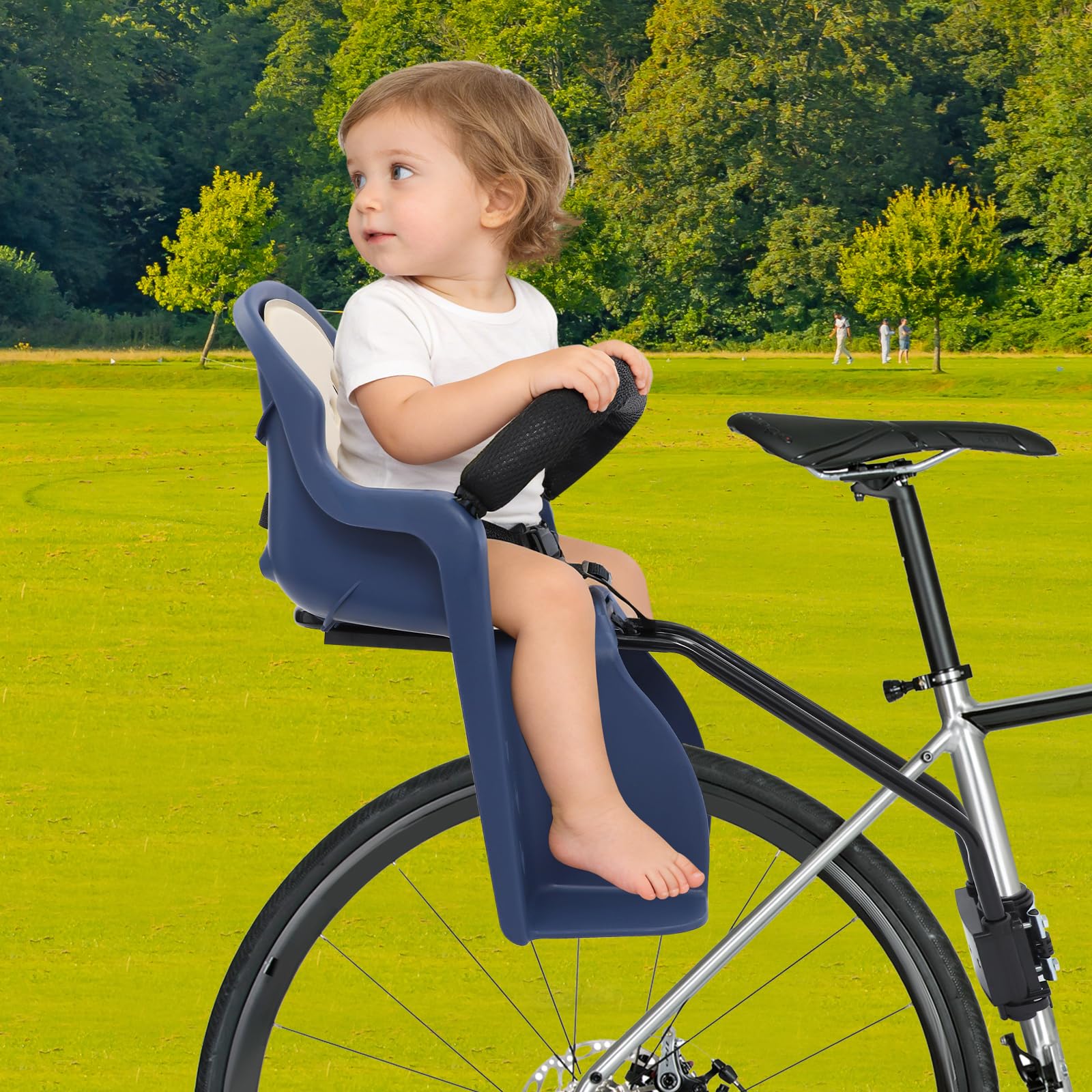 Asiento infantil de bicicleta para bicicleta, asiento trasero de bicicleta, con fijación al cuadro o sistema de fijación para portabicicletas, de 9 meses a 4 años, hasta 20 kg
