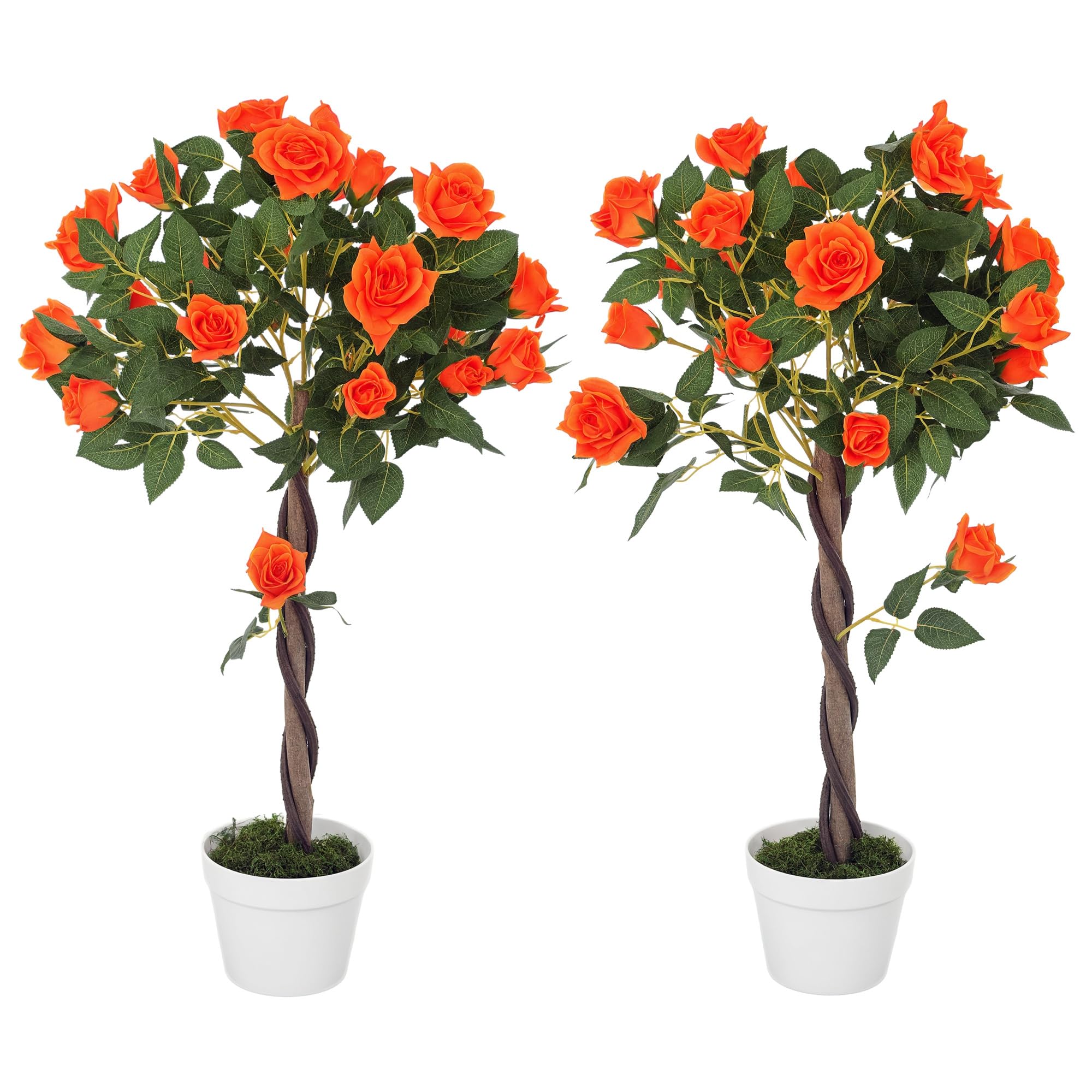 Outsunny 90cm Rosier Artificiel à Tronc torsadé Lot de 2 Orange