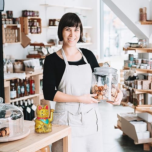 Miniatura 5 de RelaxdaysManeki Neko Saludando gato, buena suerte Bringer, 6.3inch, oro