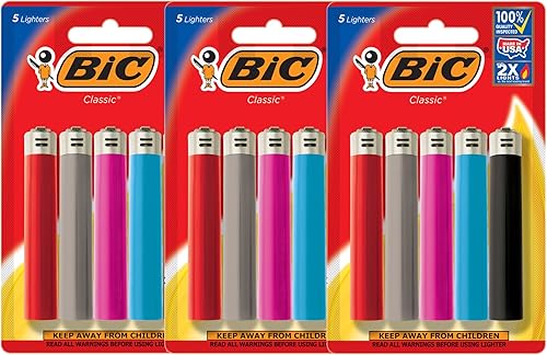 BIC Encendedor clásico, colores surtidos, 15 encendedores
