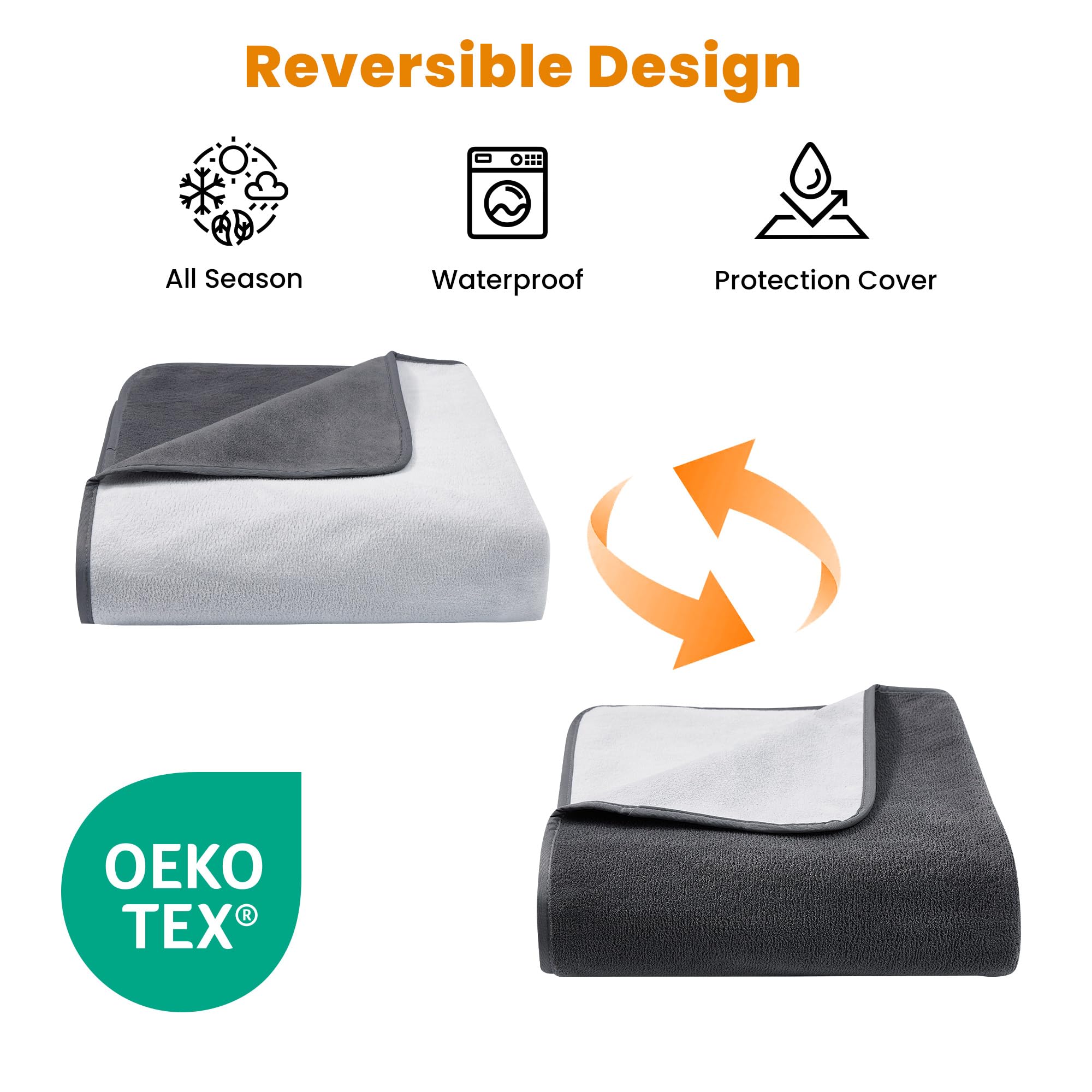 wasserdichte Decke 152x203cm - Kuschelige Liebesdecke für Sofa, Couch und Bett mit 3-Schicht Nassschutz, schützt vor Feuchtigkeit und Flecken, beidseitig nutzbar für Paare und Haustiere