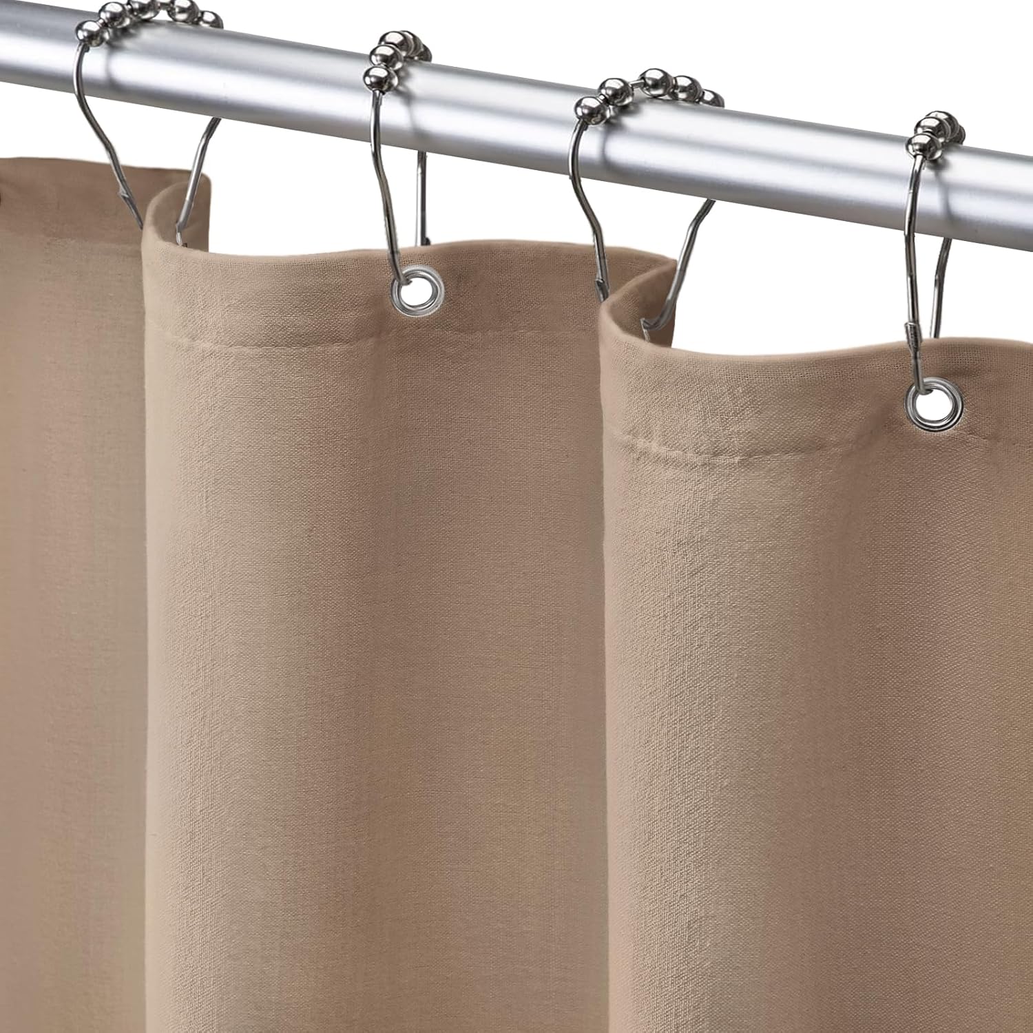 Amazon.com: Awellife Khaki Shower Curtain Linen Textured Boho Farmhouse ...