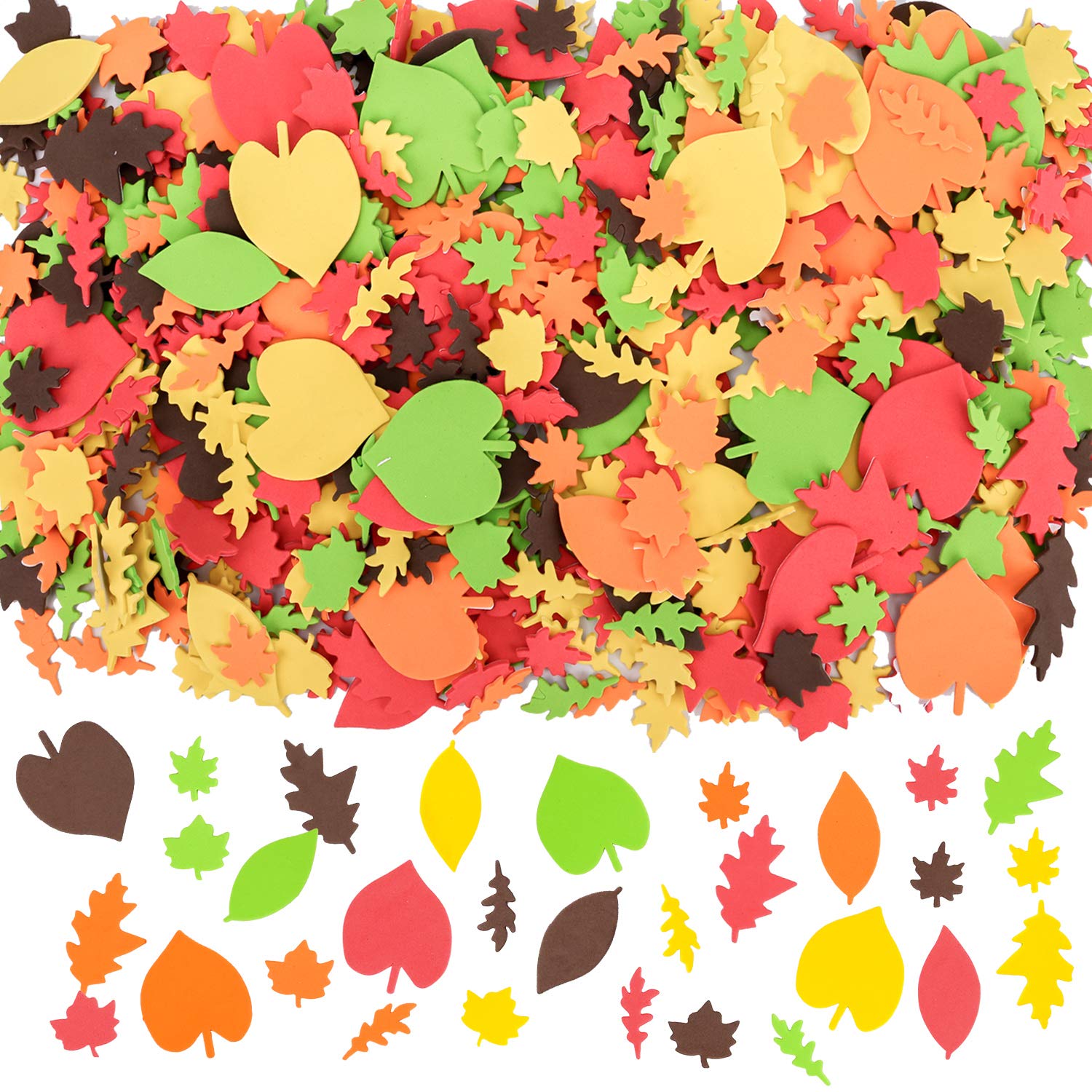 Konsait Bulk 540pcs Thanksgiving Foam Stickers,Fall Leaf Stickers Adhesive Foam Maple Leaves Stickers Art Craft Scrapbooks Supplies Thanksgiving