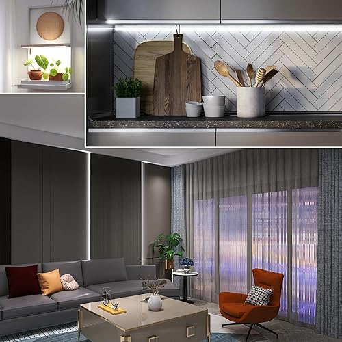 Miniatura 8 de JOYLIT Tira de luz LED COB de 24 V para interiores, 20 pies19.7 ft, 6000 K, blanco frío, CRI 90+ 320 LEDsM, cinta LED regulable uniforme uniforme