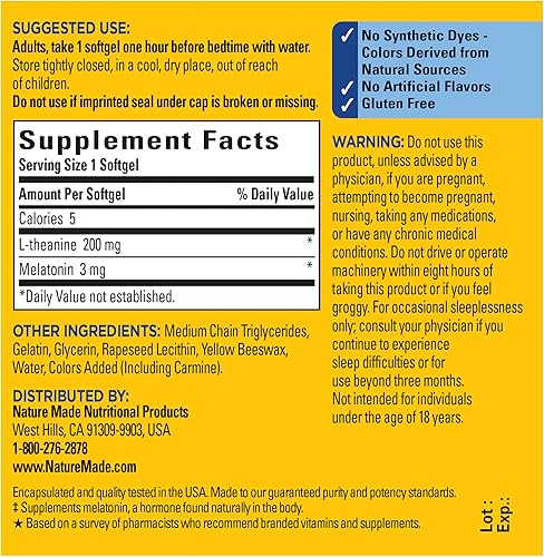 Miniatura 6 de Nature Made melatonina  200mg de l-teanina paquete de 60 cápsulas el empaque puede variar 2794 60 1 1